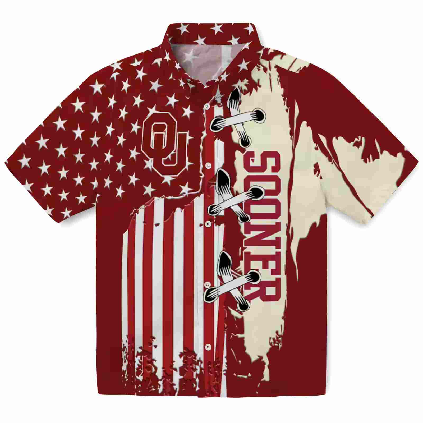 Oklahoma Sooners Stitched Flag Crimson Hawaiian Shirt