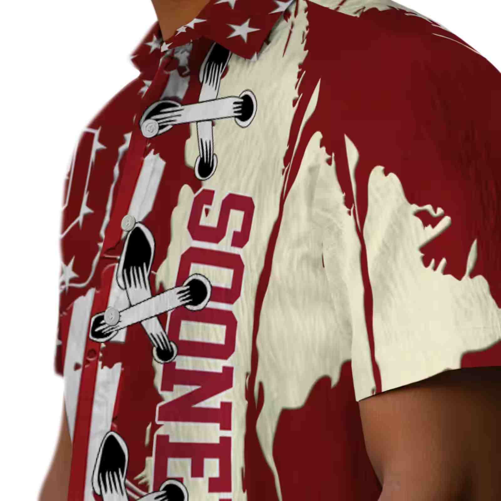 oklahoma sooners stitched flag crimson hawaiian shirt trendy