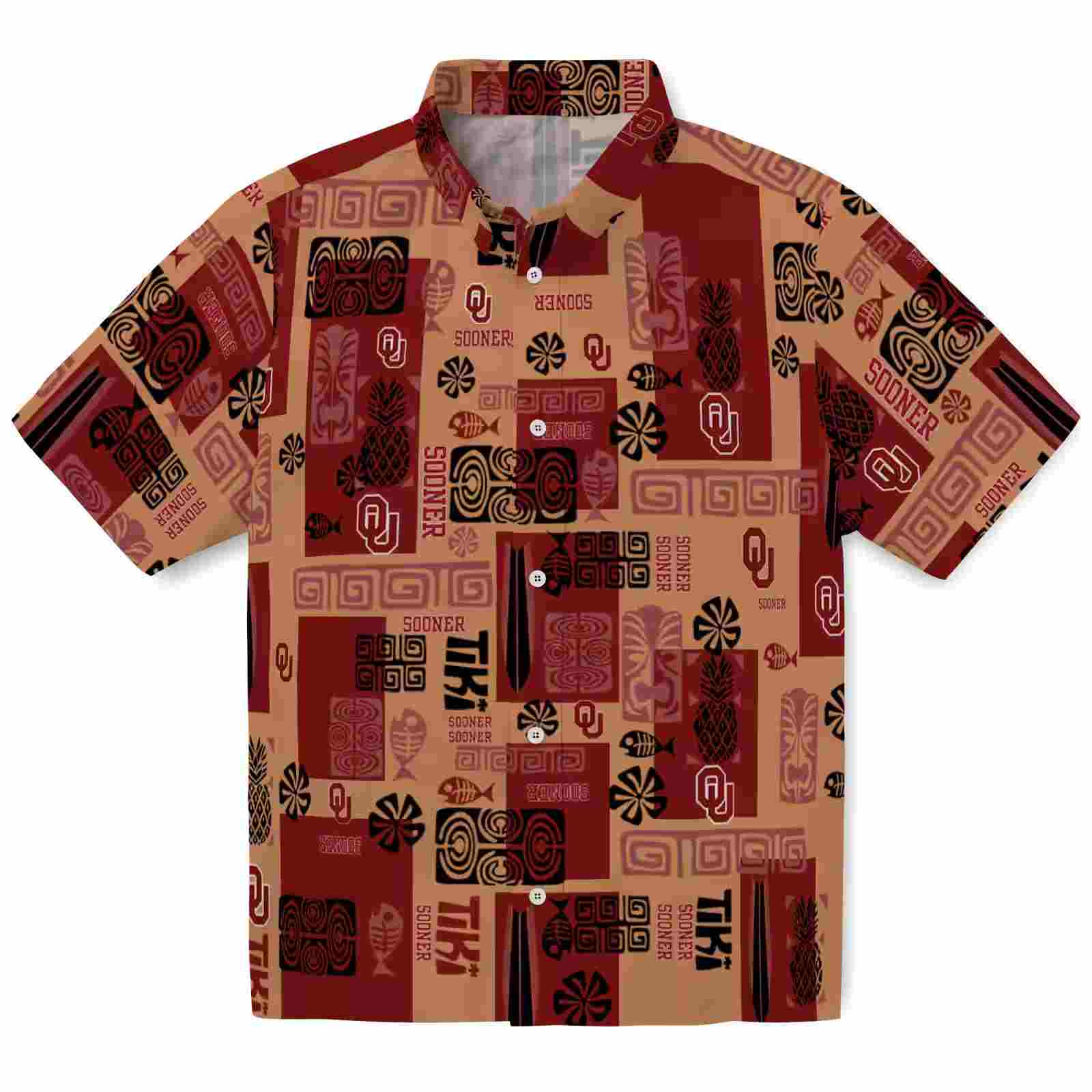 Oklahoma Sooners Tribal Symbols Crimson Hawaiian Shirt