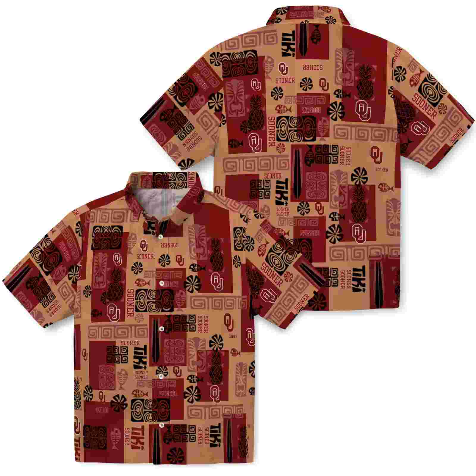 oklahoma sooners tribal symbols crimson hawaiian shirt high quality