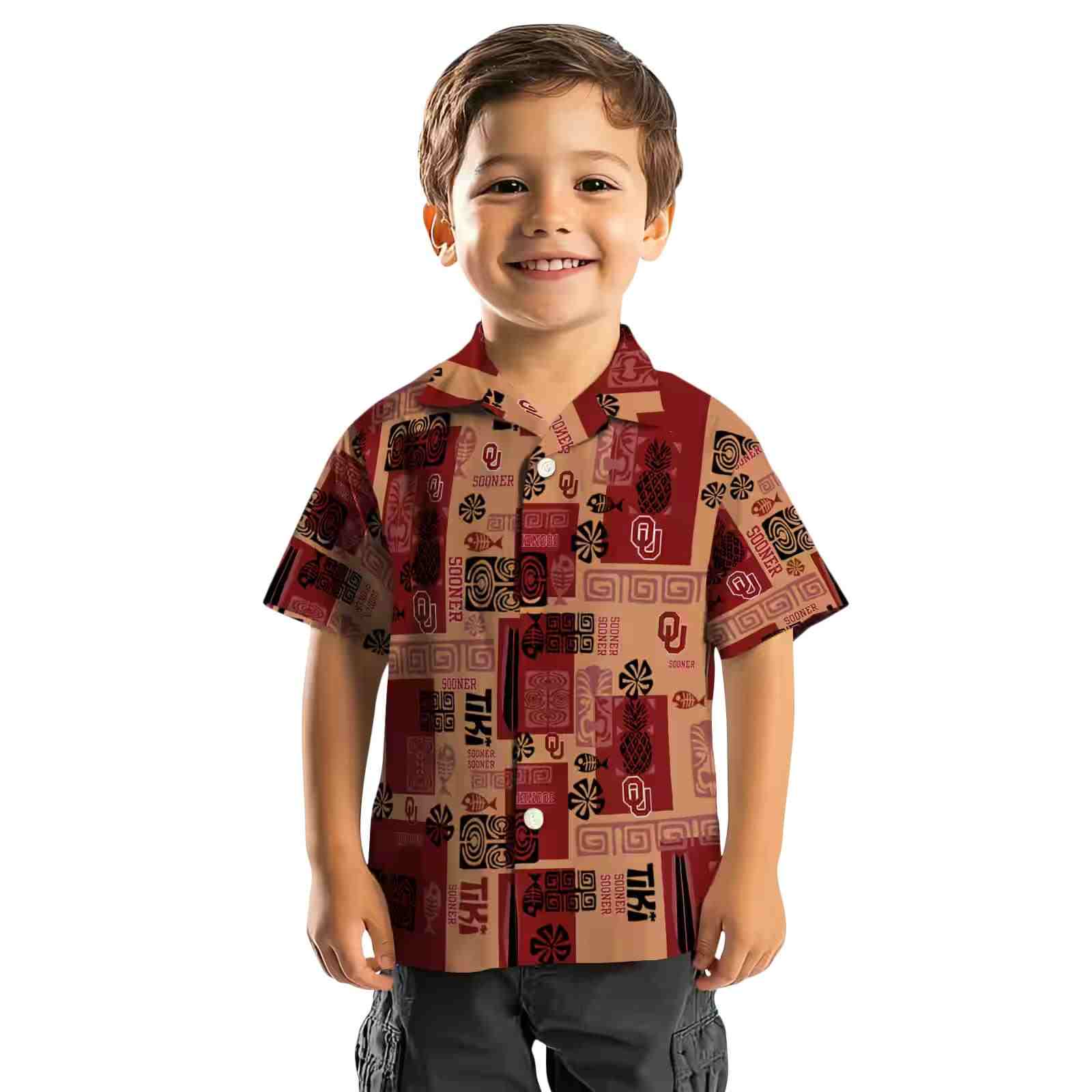 oklahoma sooners tribal symbols crimson hawaiian shirt top rated