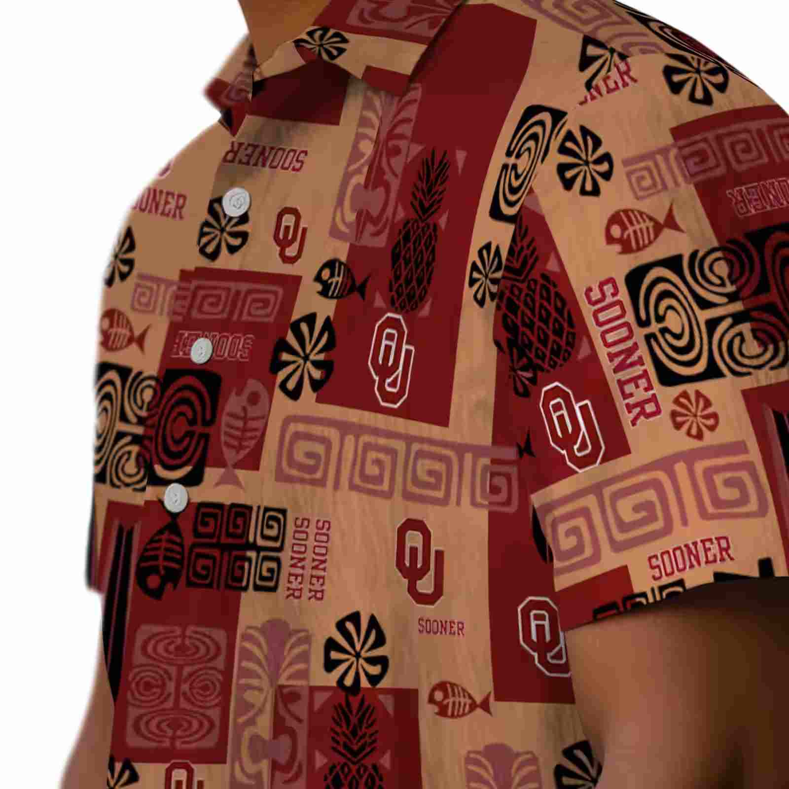 oklahoma sooners tribal symbols crimson hawaiian shirt trendy