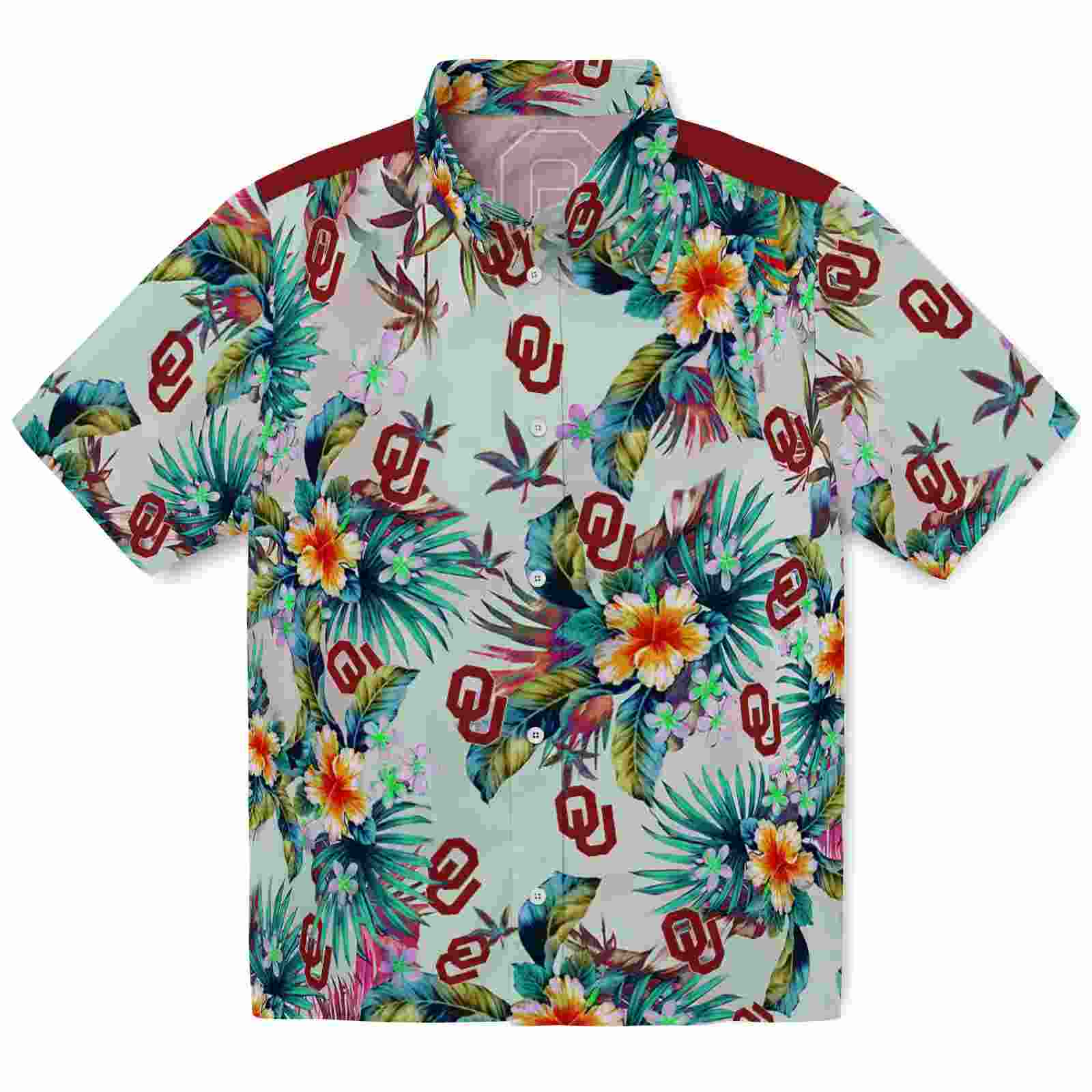 Oklahoma Sooners Tropical Foliage Green Hawaiian Shirt