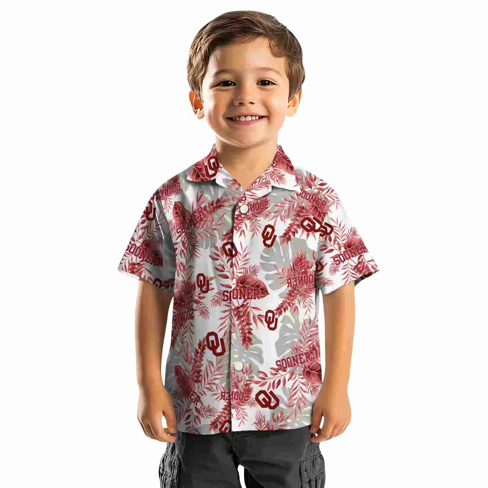 oklahoma sooners tropical leaves crimson white hawaiian shirt top rated