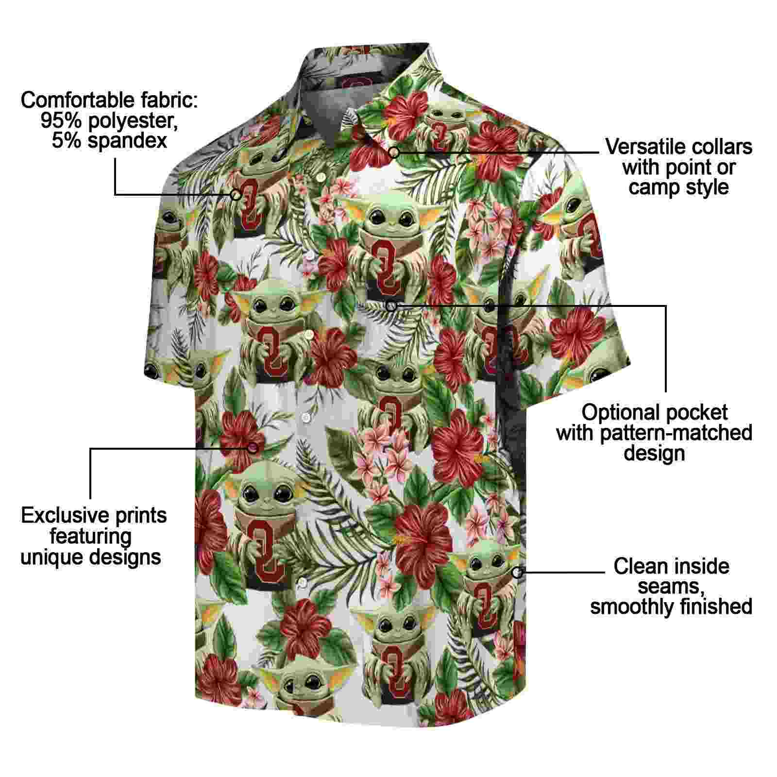 oklahoma sooners tropical yoda green hawaiian shirt new arrival