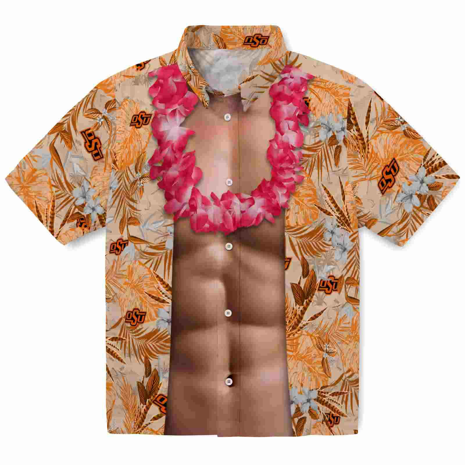 Oklahoma State Cowboys Chest Illusion Orange Hawaiian Shirt