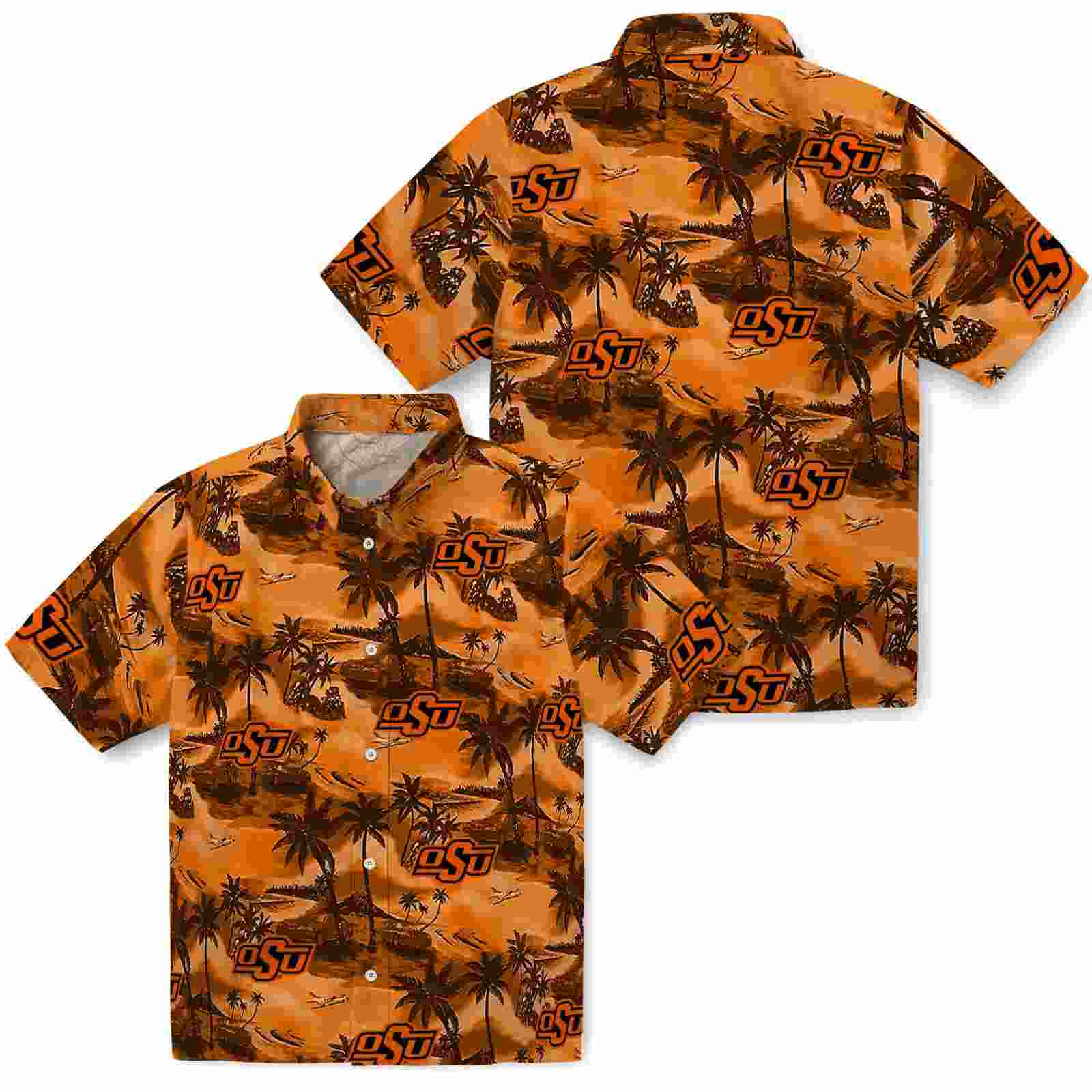 oklahoma state cowboys coastal palms orange hawaiian shirt high quality