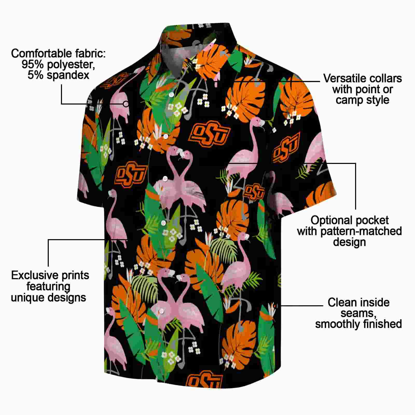 oklahoma state cowboys flamingo foliage orange green hawaiian shirt new arrival