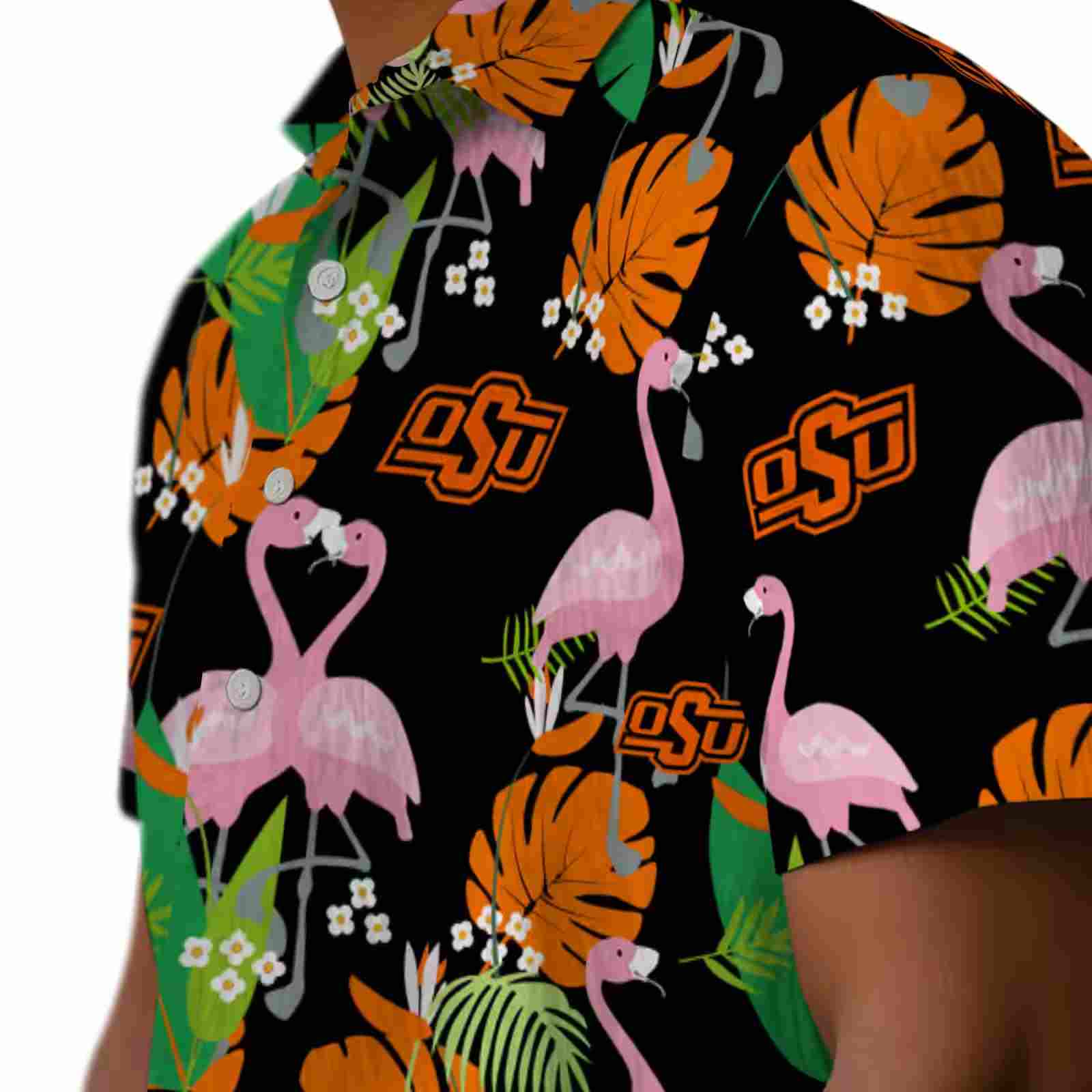 oklahoma state cowboys flamingo foliage orange green hawaiian shirt trendy