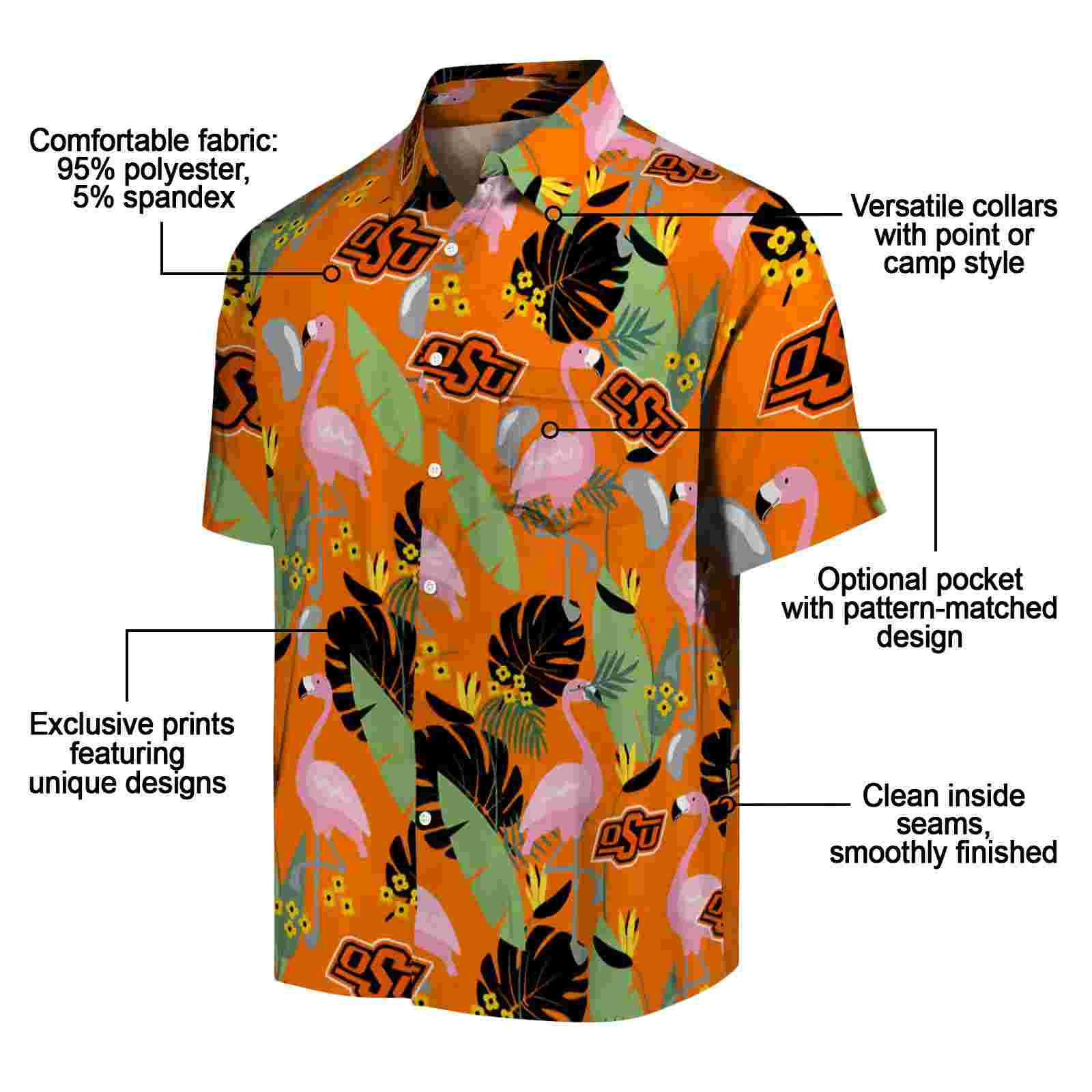 oklahoma state cowboys flamingo leaves orange hawaiian shirt new arrival