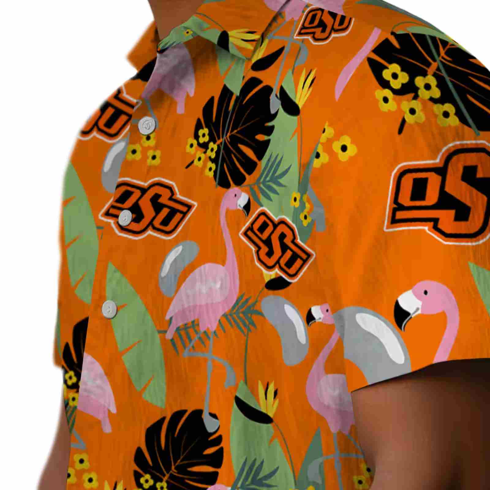 oklahoma state cowboys flamingo leaves orange hawaiian shirt trendy