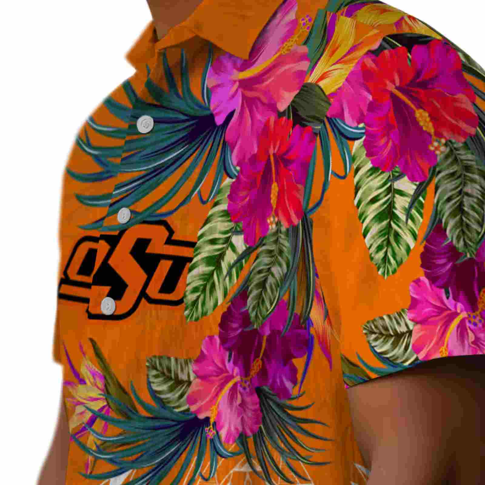 oklahoma state cowboys floral polynesian orange hawaiian shirt trendy