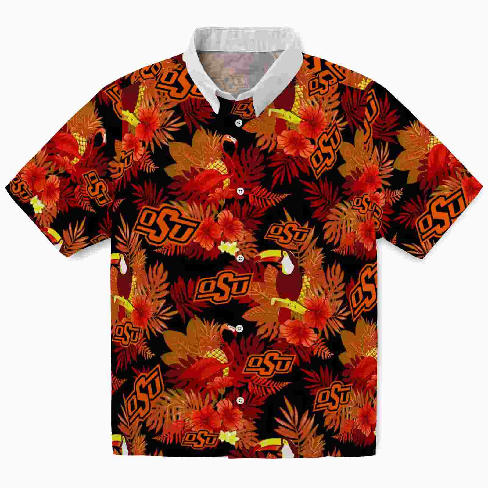 Oklahoma State Cowboys Floral Toucan Orange Red Hawaiian Shirt