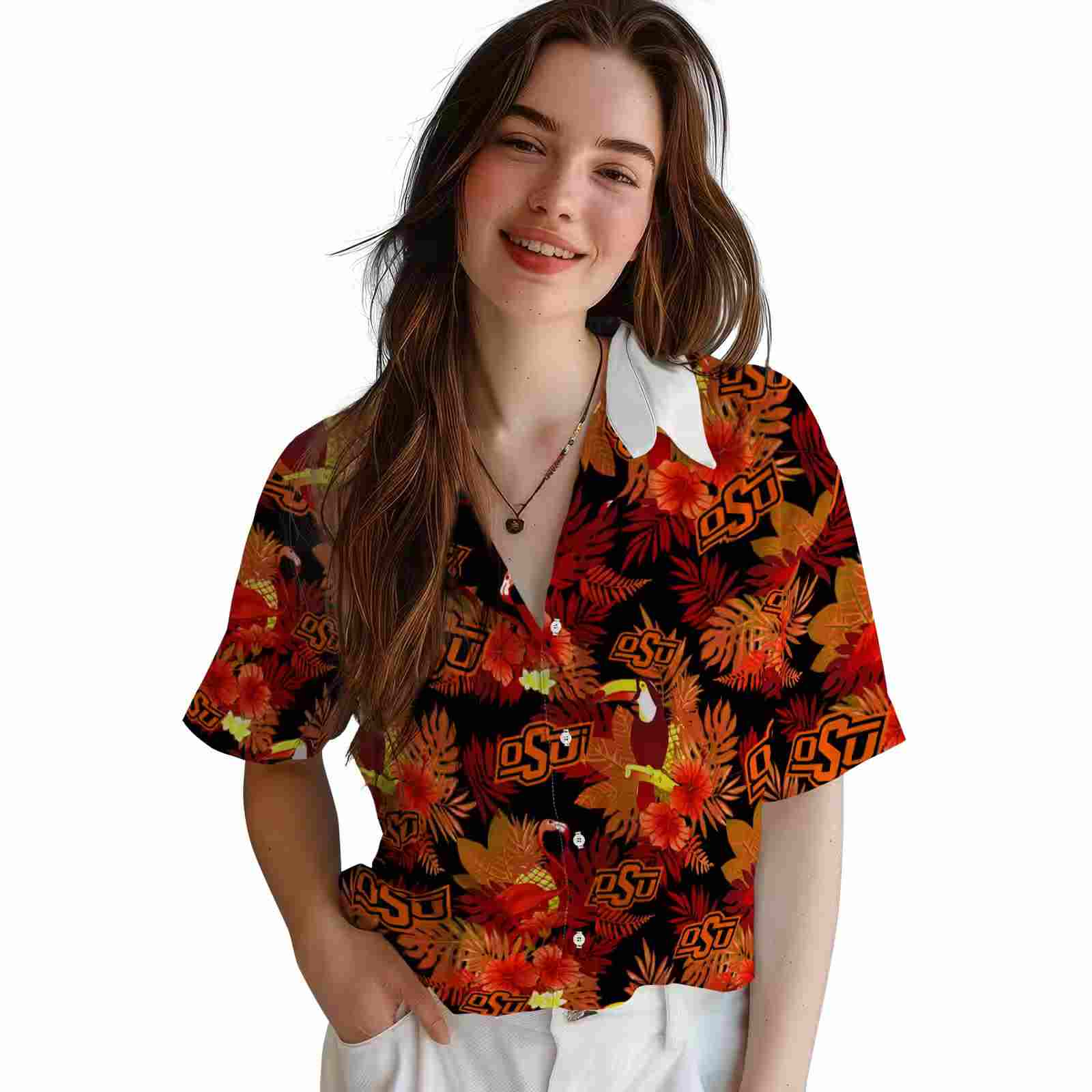 oklahoma state cowboys floral toucan orange red hawaiian shirt latest model