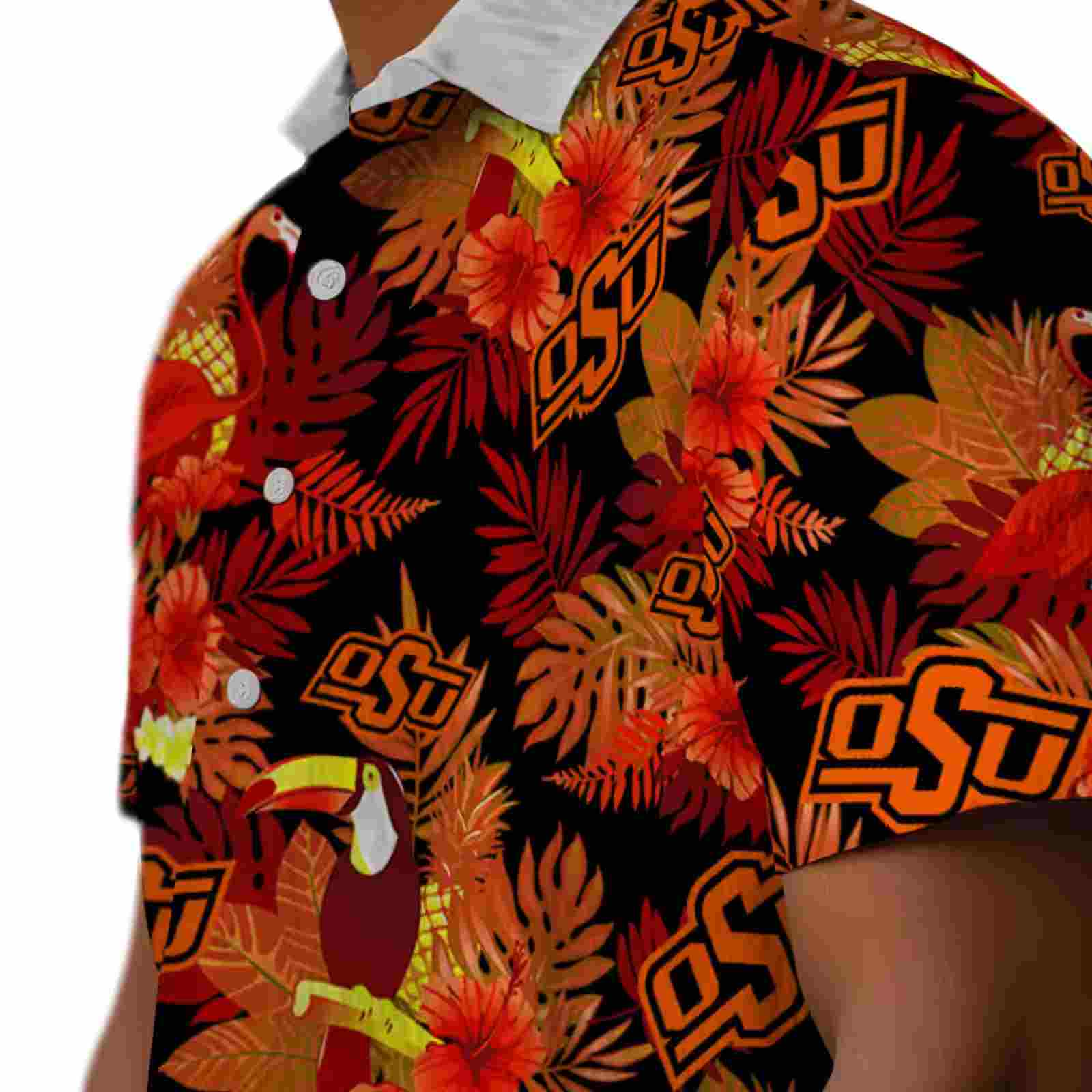 oklahoma state cowboys floral toucan orange red hawaiian shirt trendy