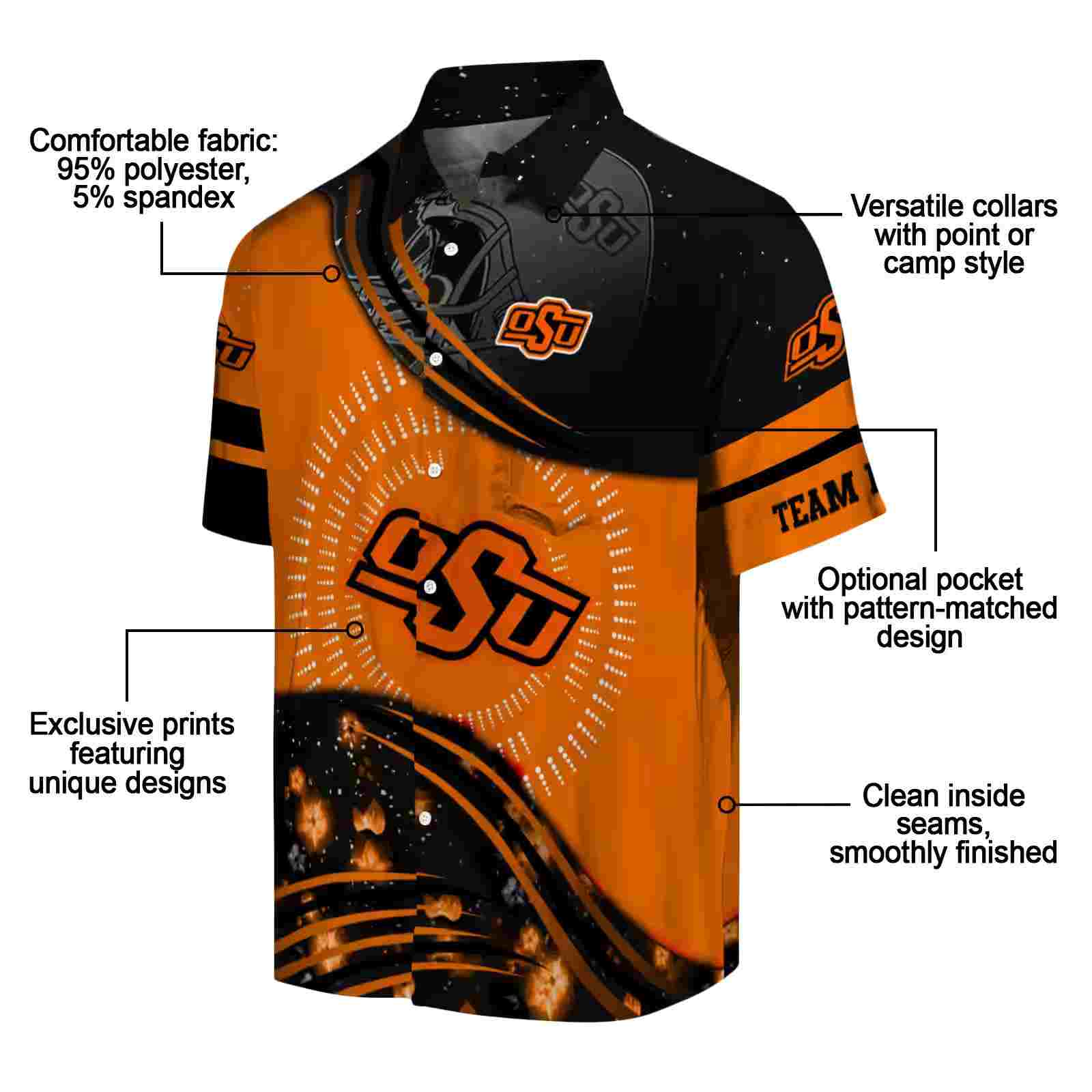 oklahoma state cowboys football wave orange black hawaiian shirt new arrival