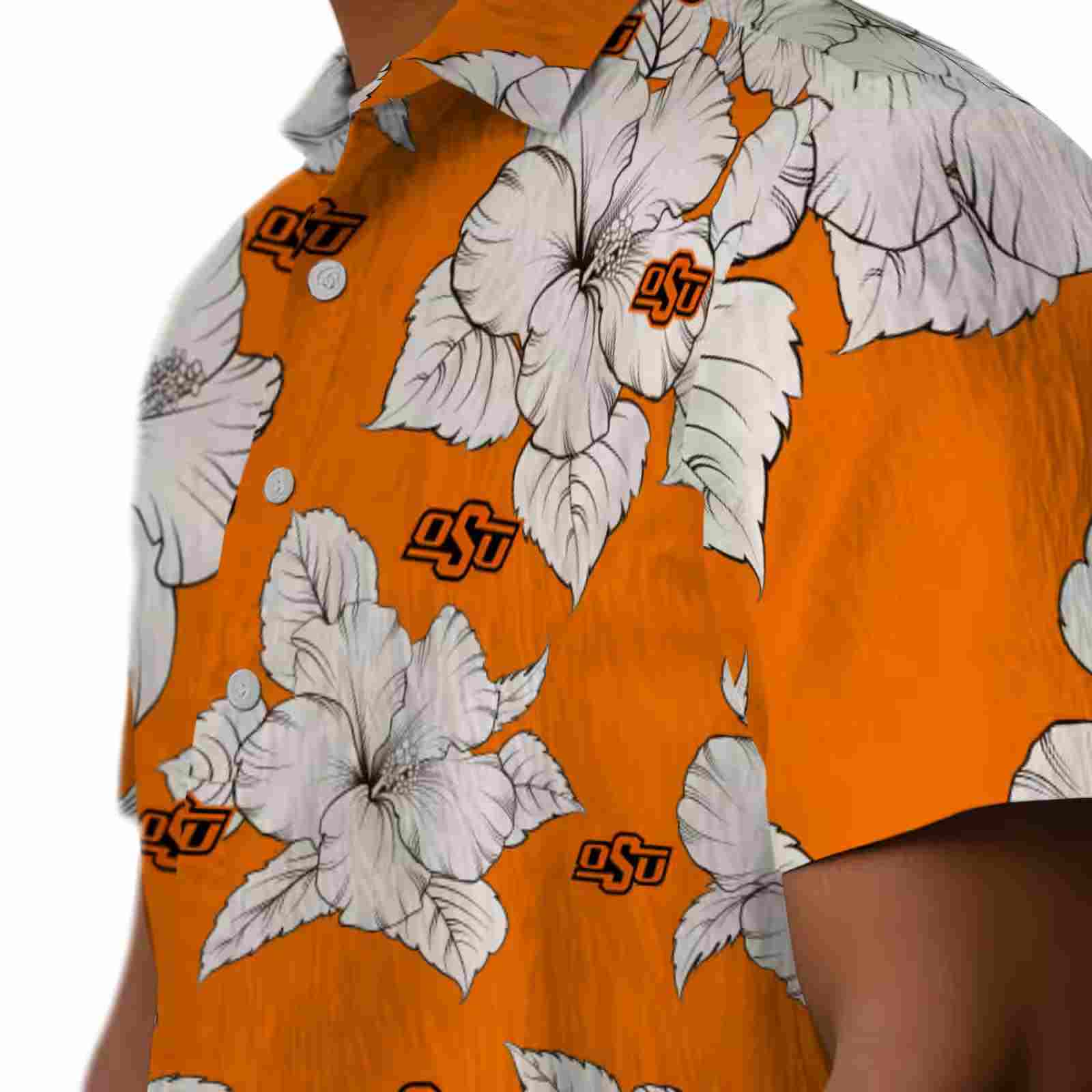 oklahoma state cowboys hibiscus blooms orange white hawaiian shirt trendy