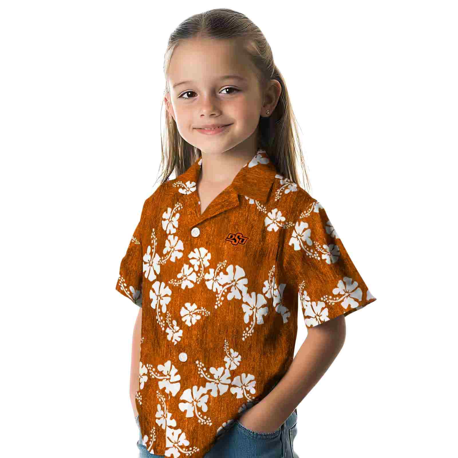 oklahoma state cowboys hibiscus clusters orange hawaiian shirt premium grade