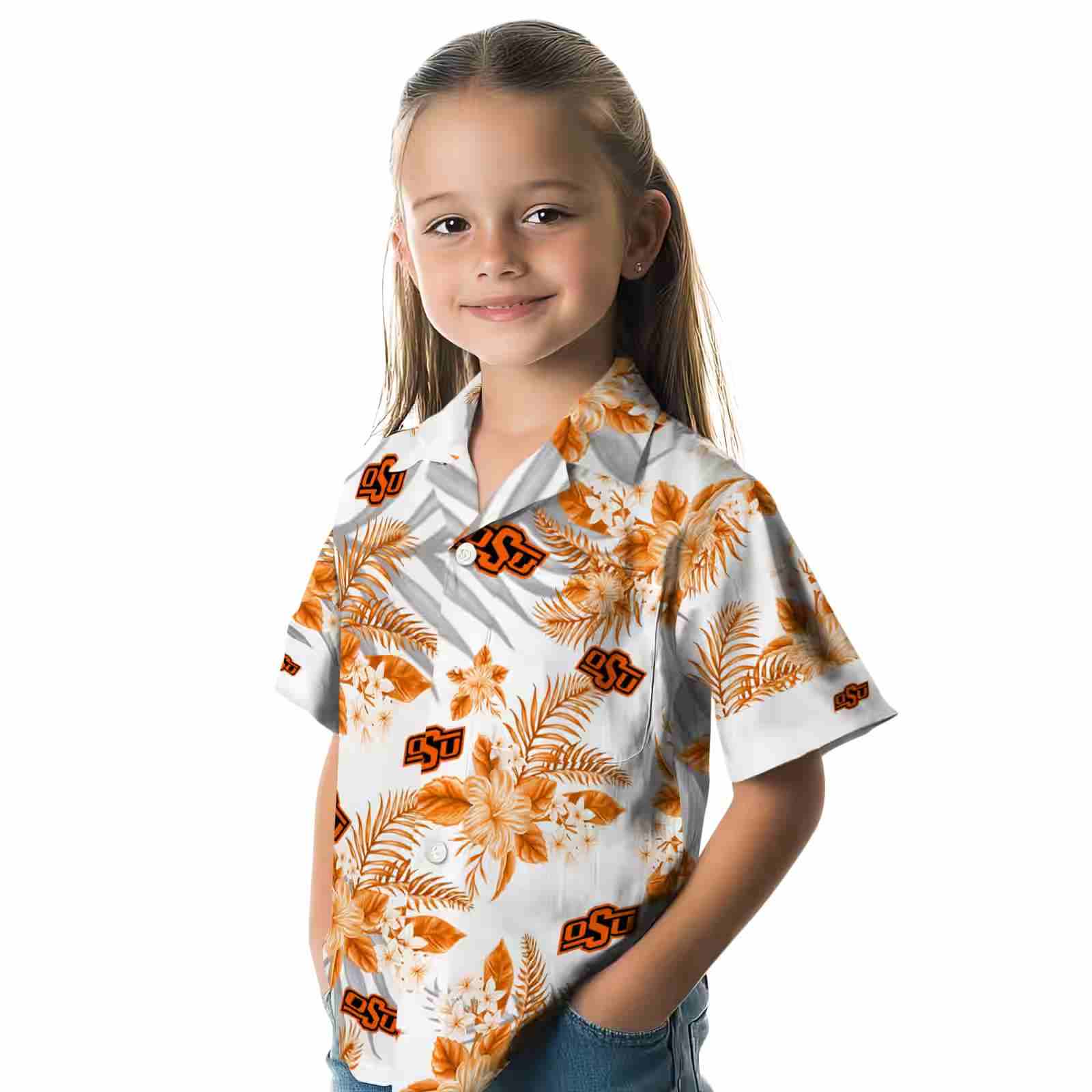 oklahoma state cowboys hibiscus palm leaves orange white hawaiian shirt premium grade