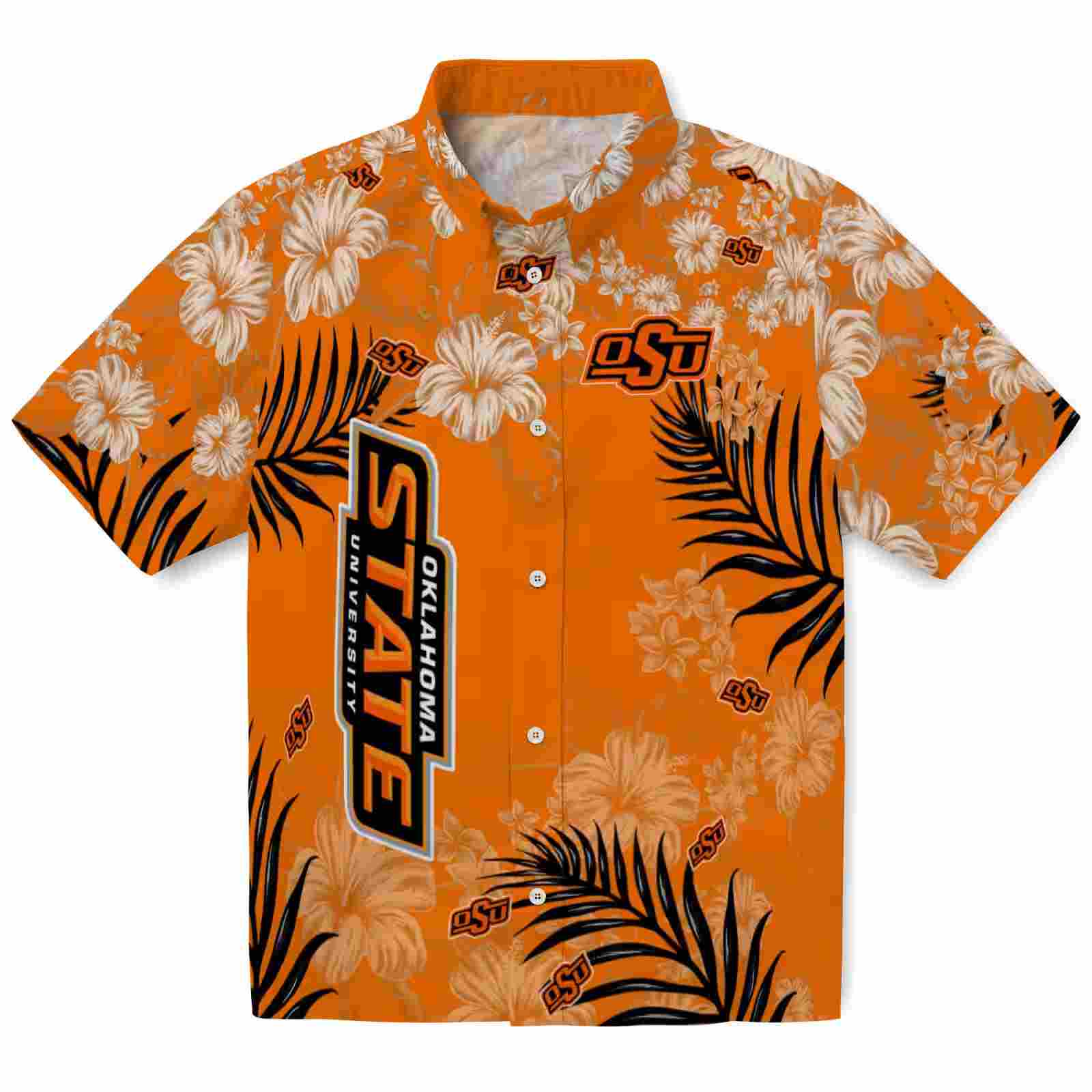 Oklahoma State Cowboys Hibiscus Print Orange Hawaiian Shirt