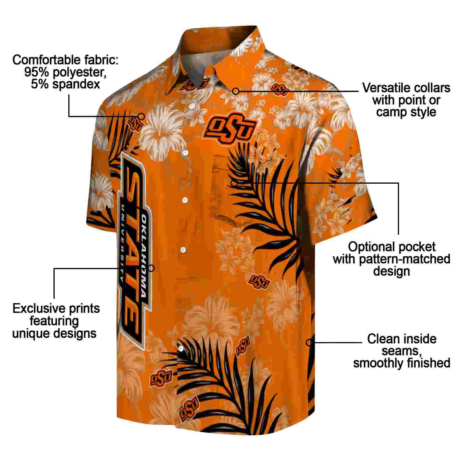 oklahoma state cowboys hibiscus print orange hawaiian shirt new arrival