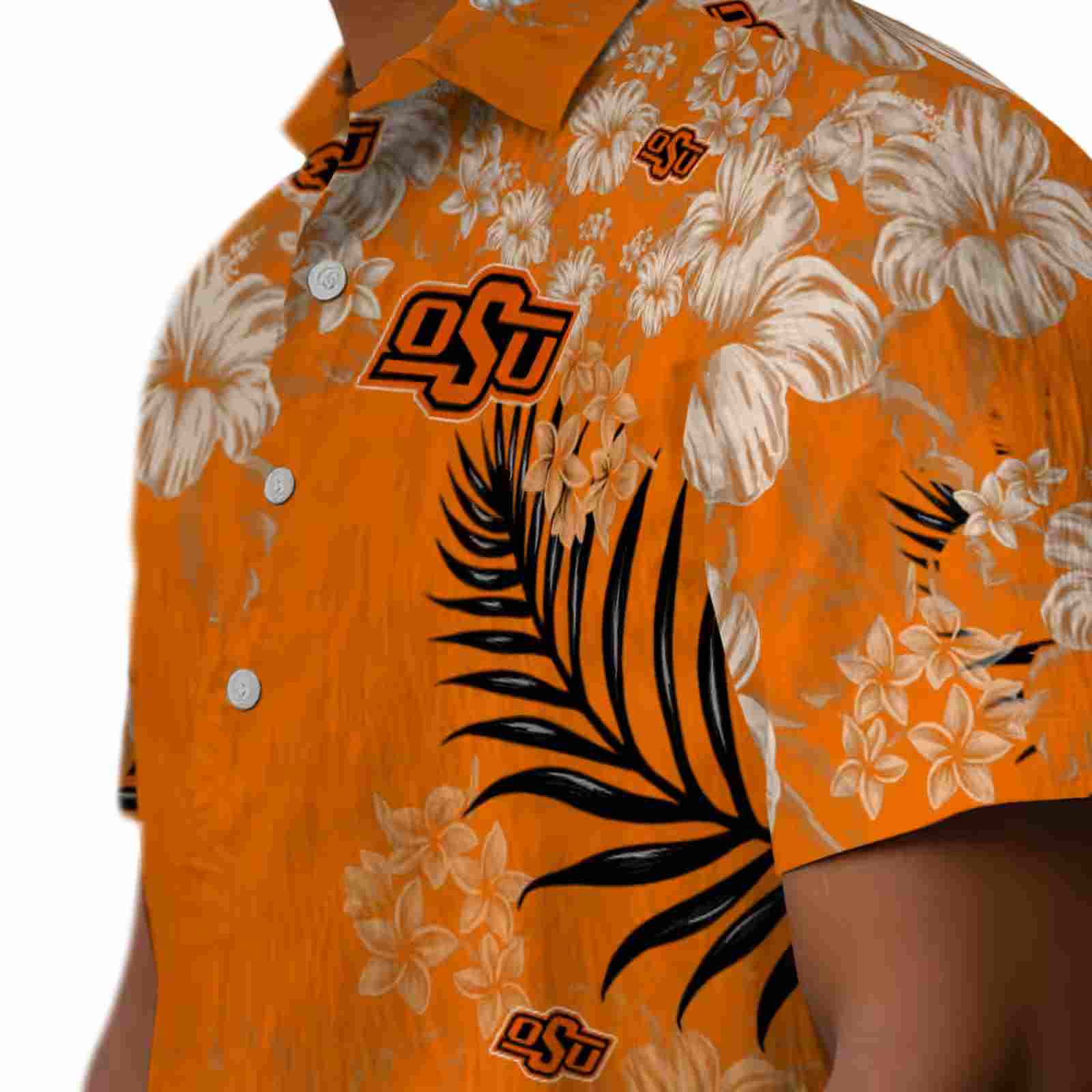 oklahoma state cowboys hibiscus print orange hawaiian shirt trendy