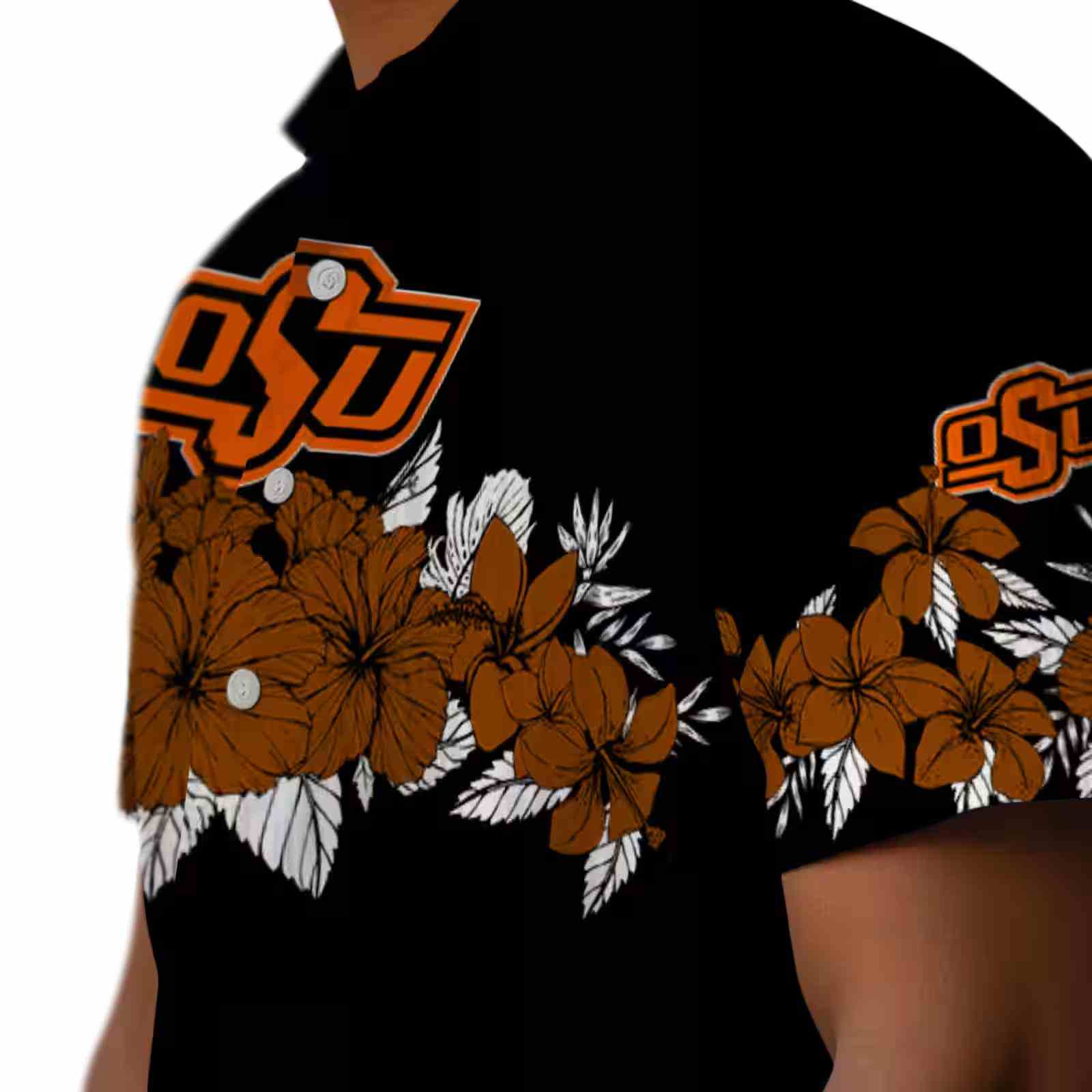 oklahoma state cowboys hibiscus stripe orange black hawaiian shirt trendy