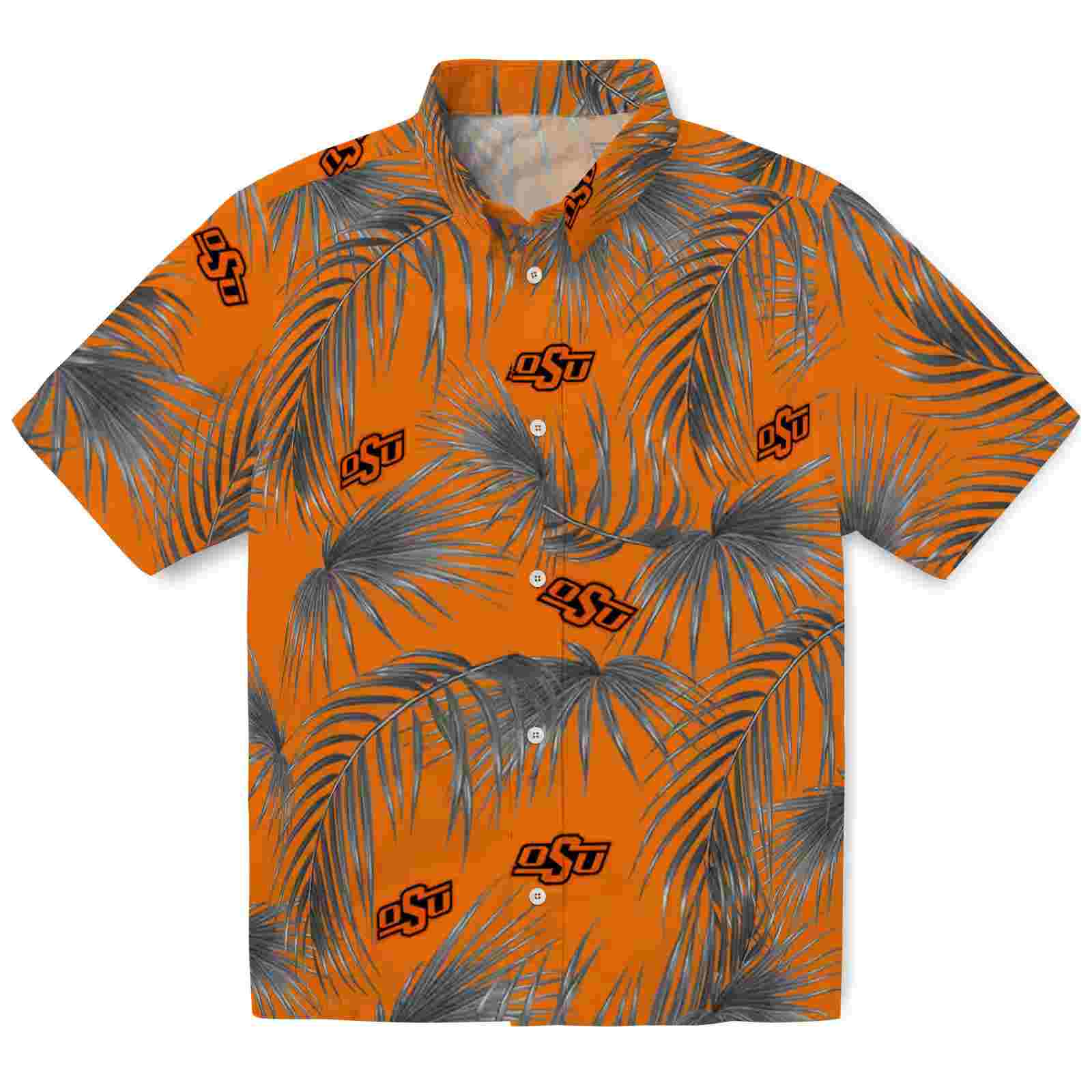 Oklahoma State Cowboys Leafy Palms Orange Hawaiian Shirt