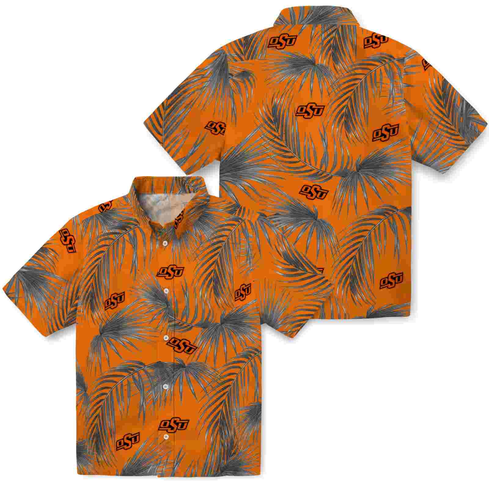 oklahoma state cowboys leafy palms orange hawaiian shirt high quality