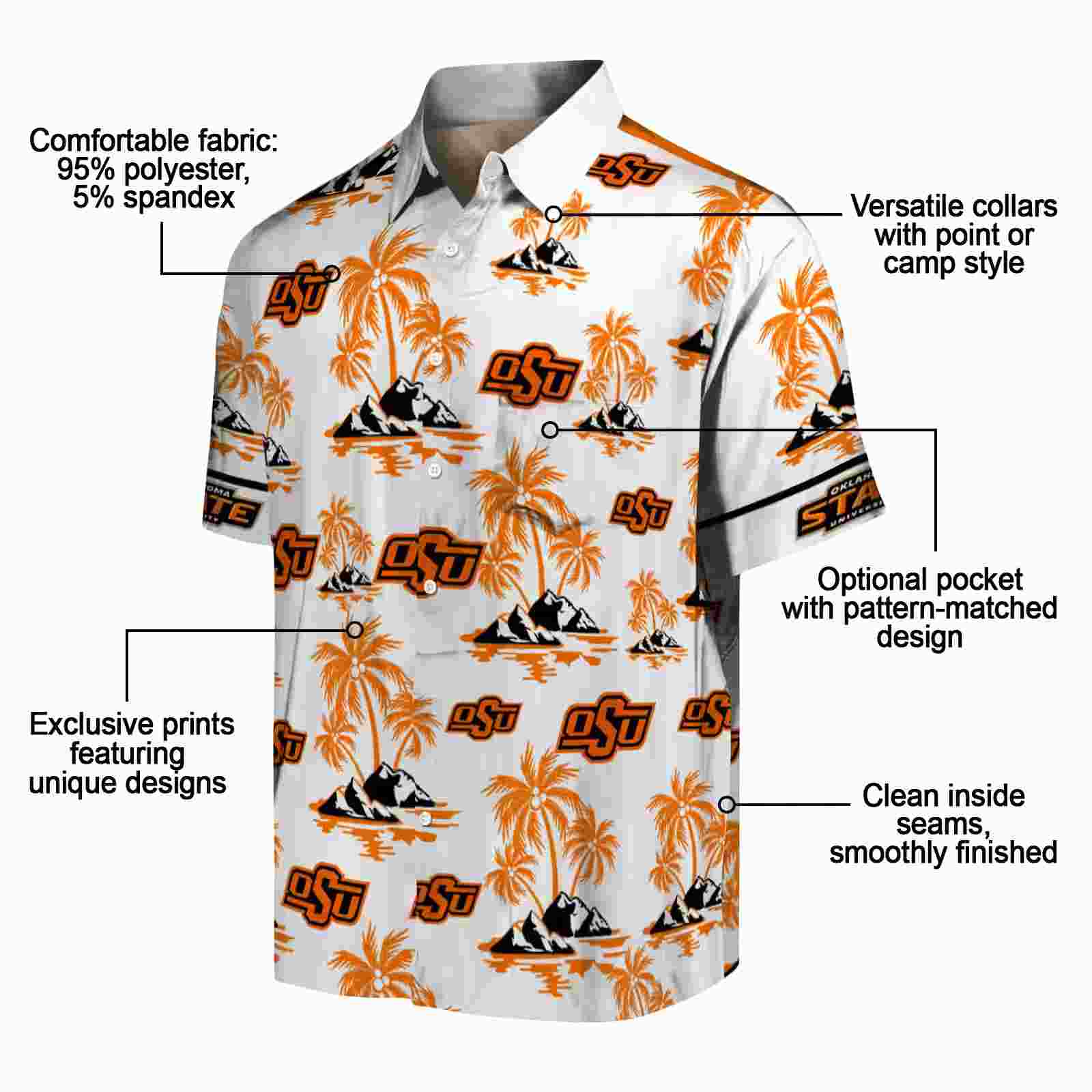 oklahoma state cowboys palm island print orange white hawaiian shirt new arrival