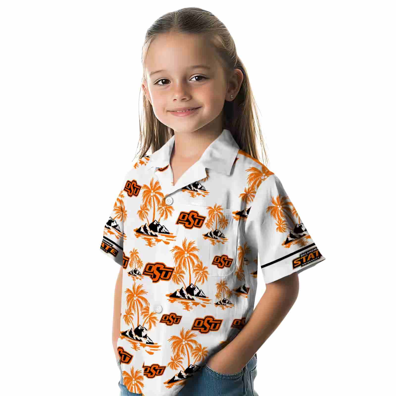 oklahoma state cowboys palm island print orange white hawaiian shirt premium grade