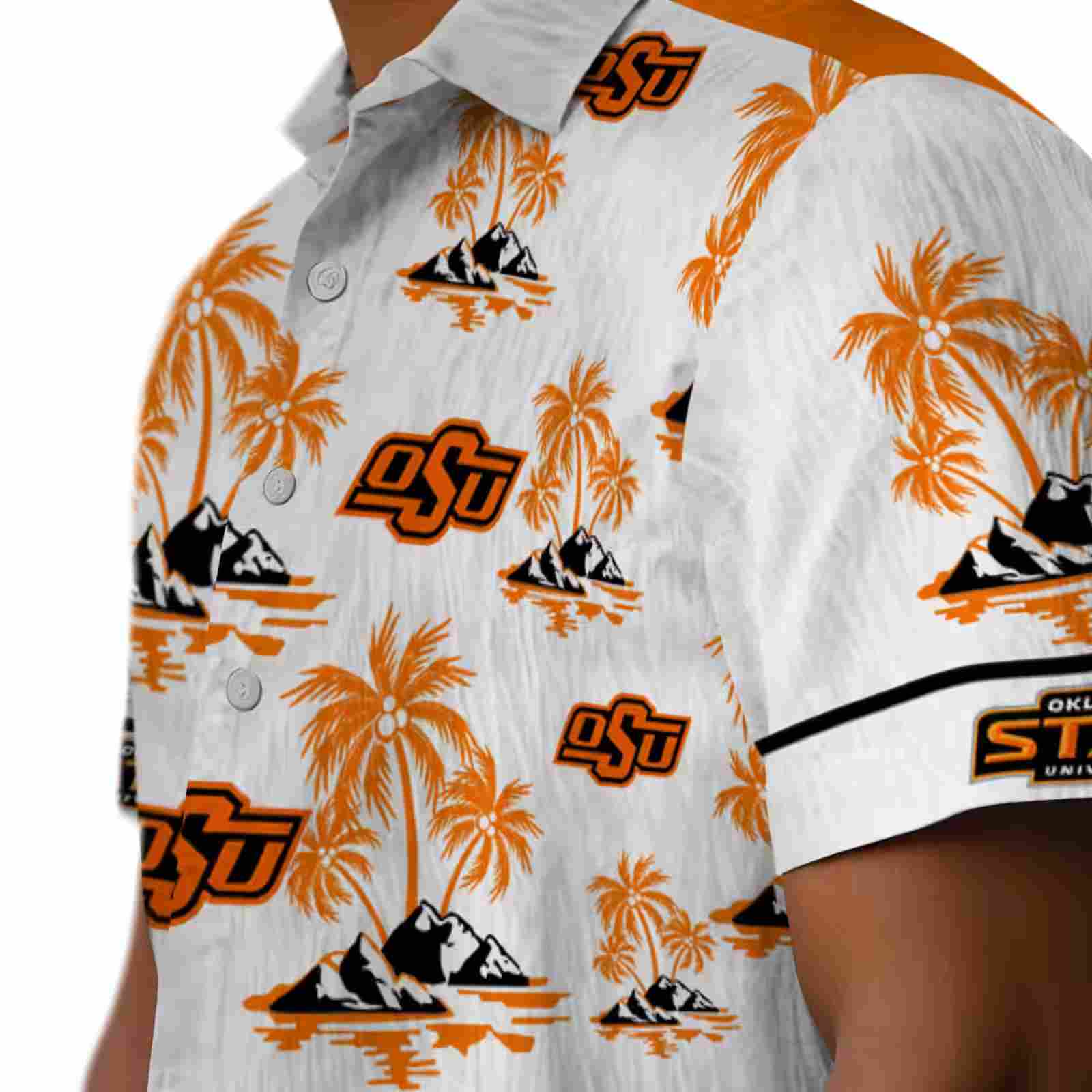 oklahoma state cowboys palm island print orange white hawaiian shirt trendy