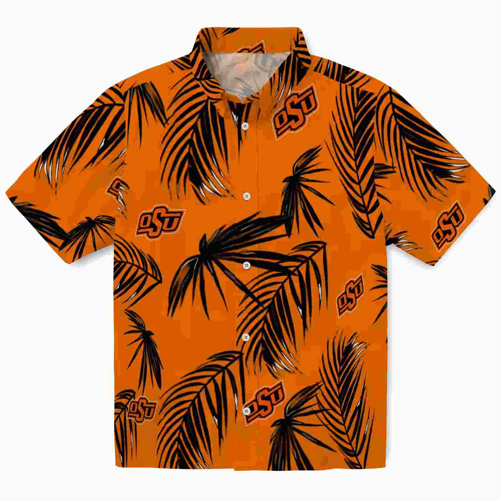 Oklahoma State Cowboys Palm Leaf Orange Hawaiian Shirt