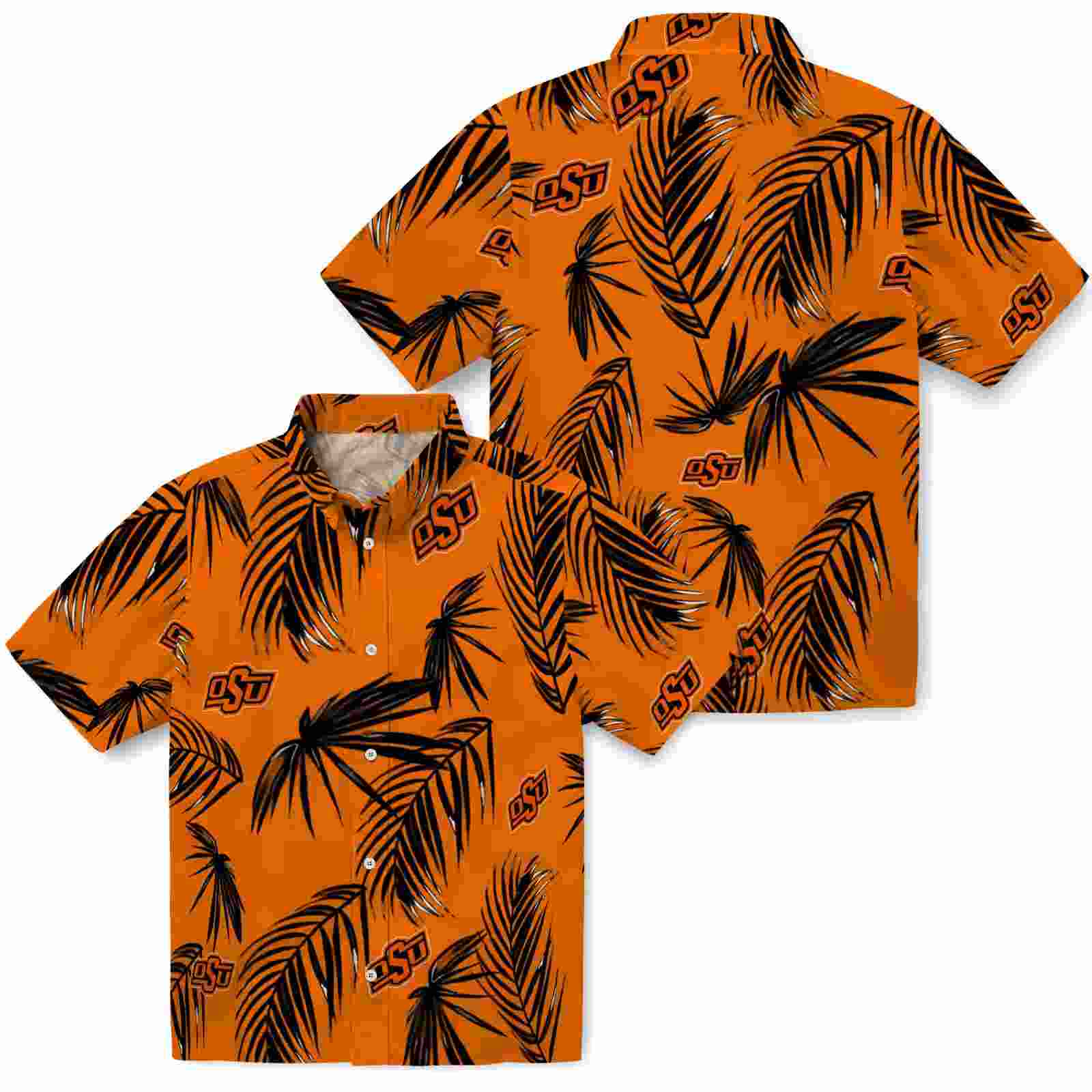 oklahoma state cowboys palm leaf orange hawaiian shirt high quality