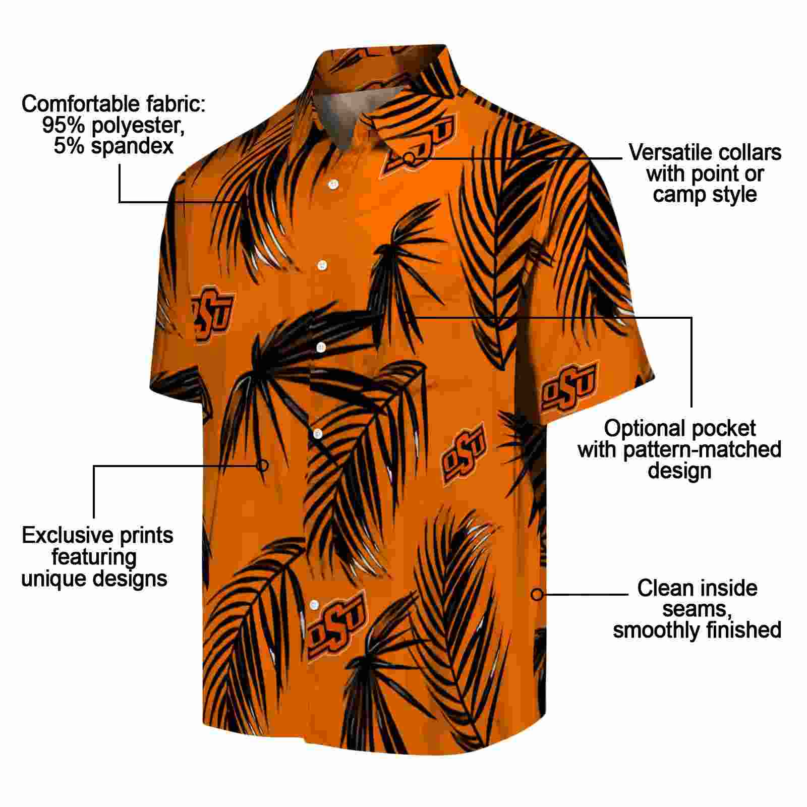 oklahoma state cowboys palm leaf orange hawaiian shirt new arrival