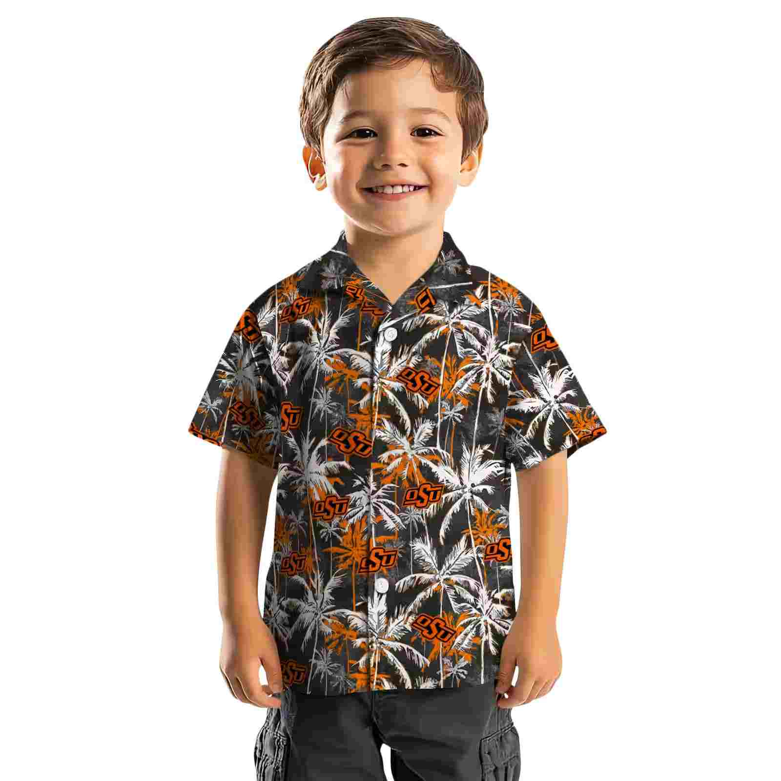 oklahoma state cowboys palm pattern orange black hawaiian shirt top rated