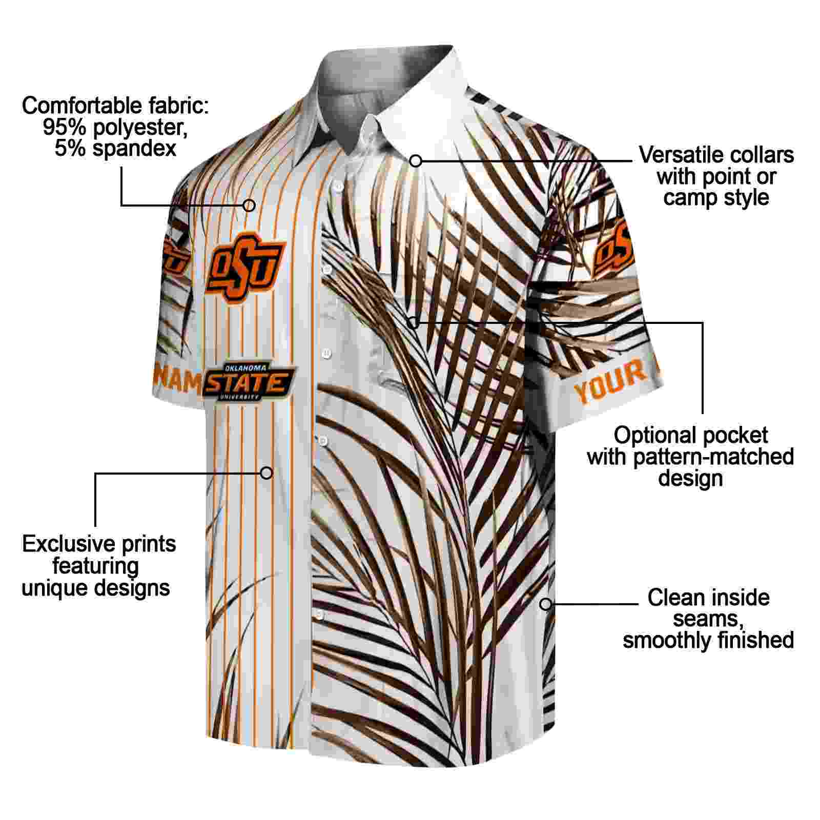 oklahoma state cowboys palm stripes orange black white hawaiian shirt new arrival