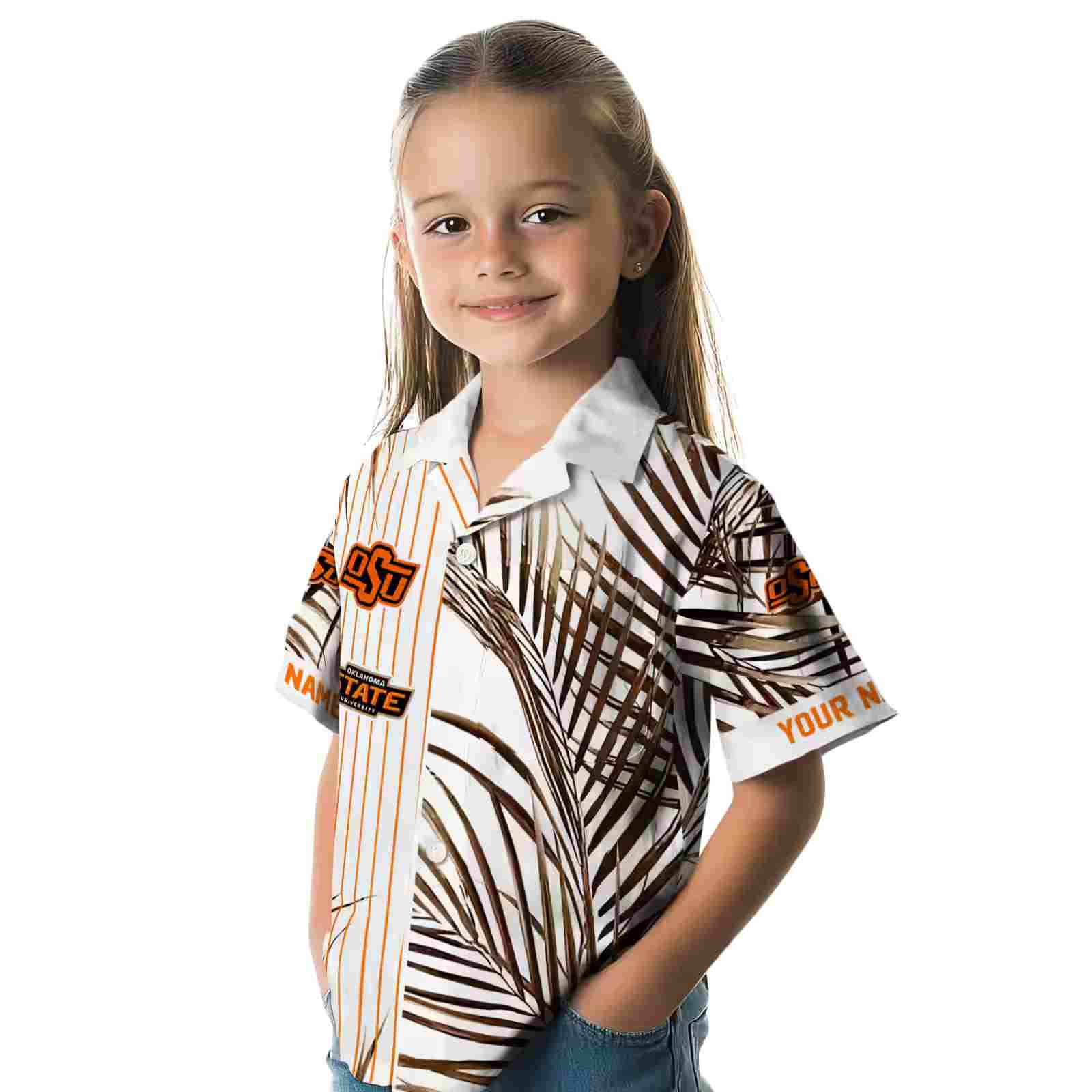 oklahoma state cowboys palm stripes orange black white hawaiian shirt premium grade