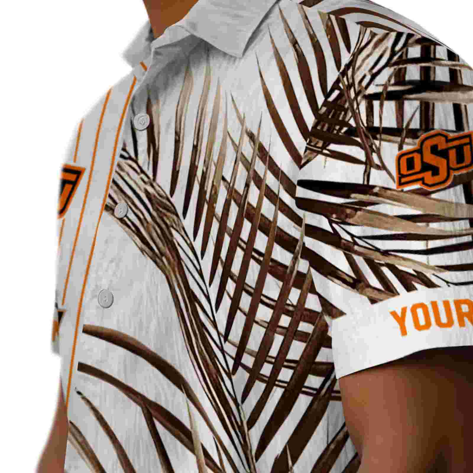 oklahoma state cowboys palm stripes orange black white hawaiian shirt trendy