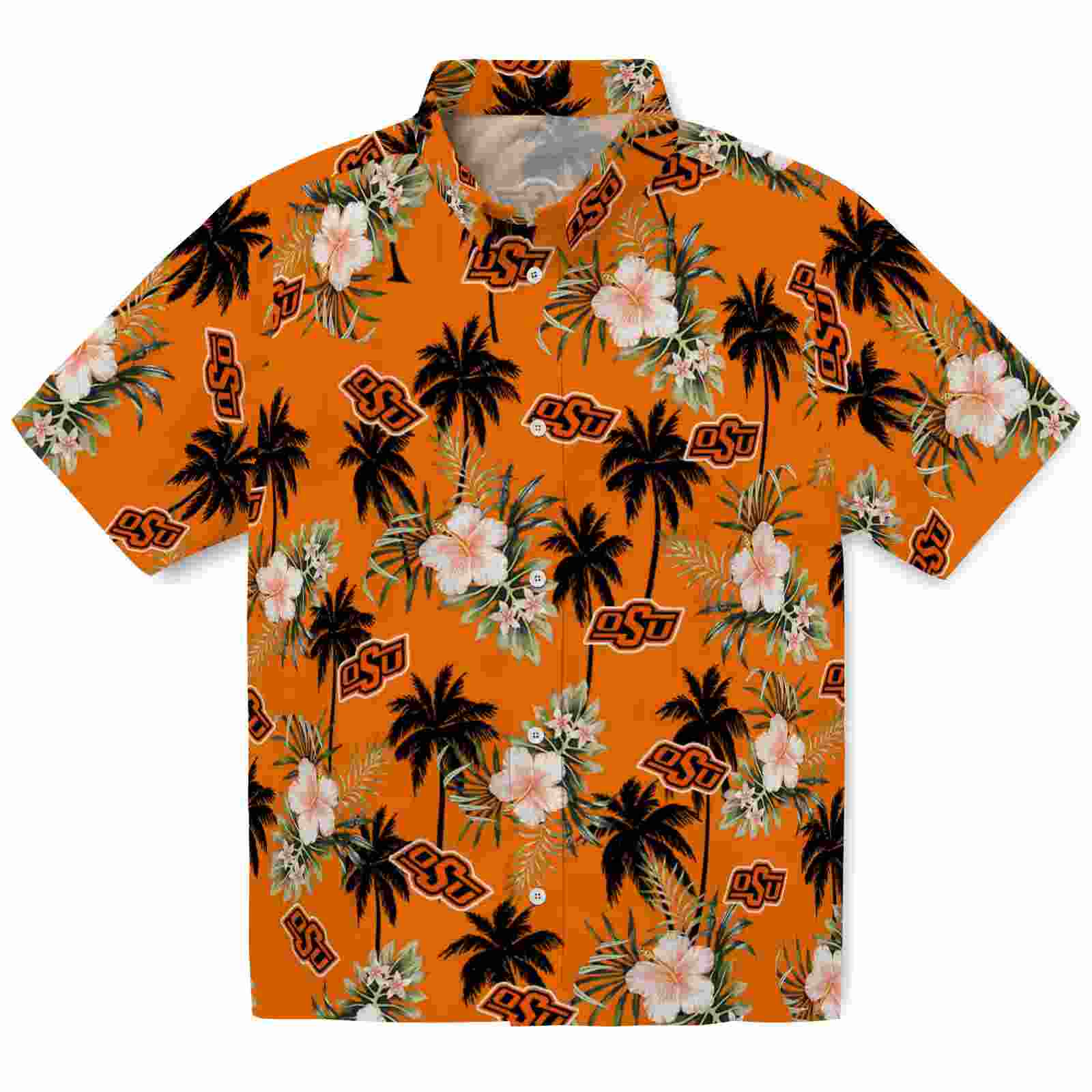 Oklahoma State Cowboys Palm Tree Flower Orange Hawaiian Shirt