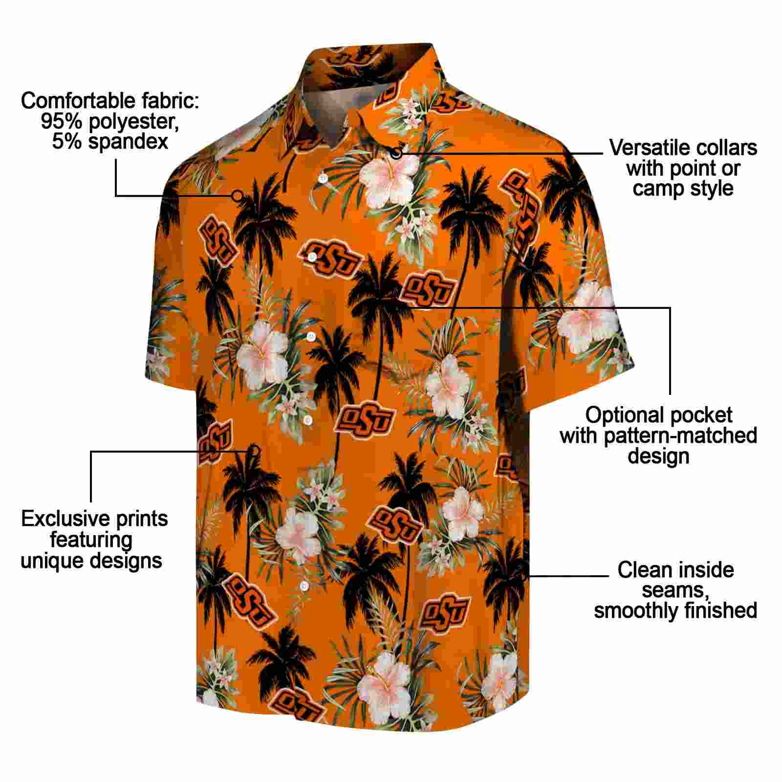 oklahoma state cowboys palm tree flower orange hawaiian shirt new arrival