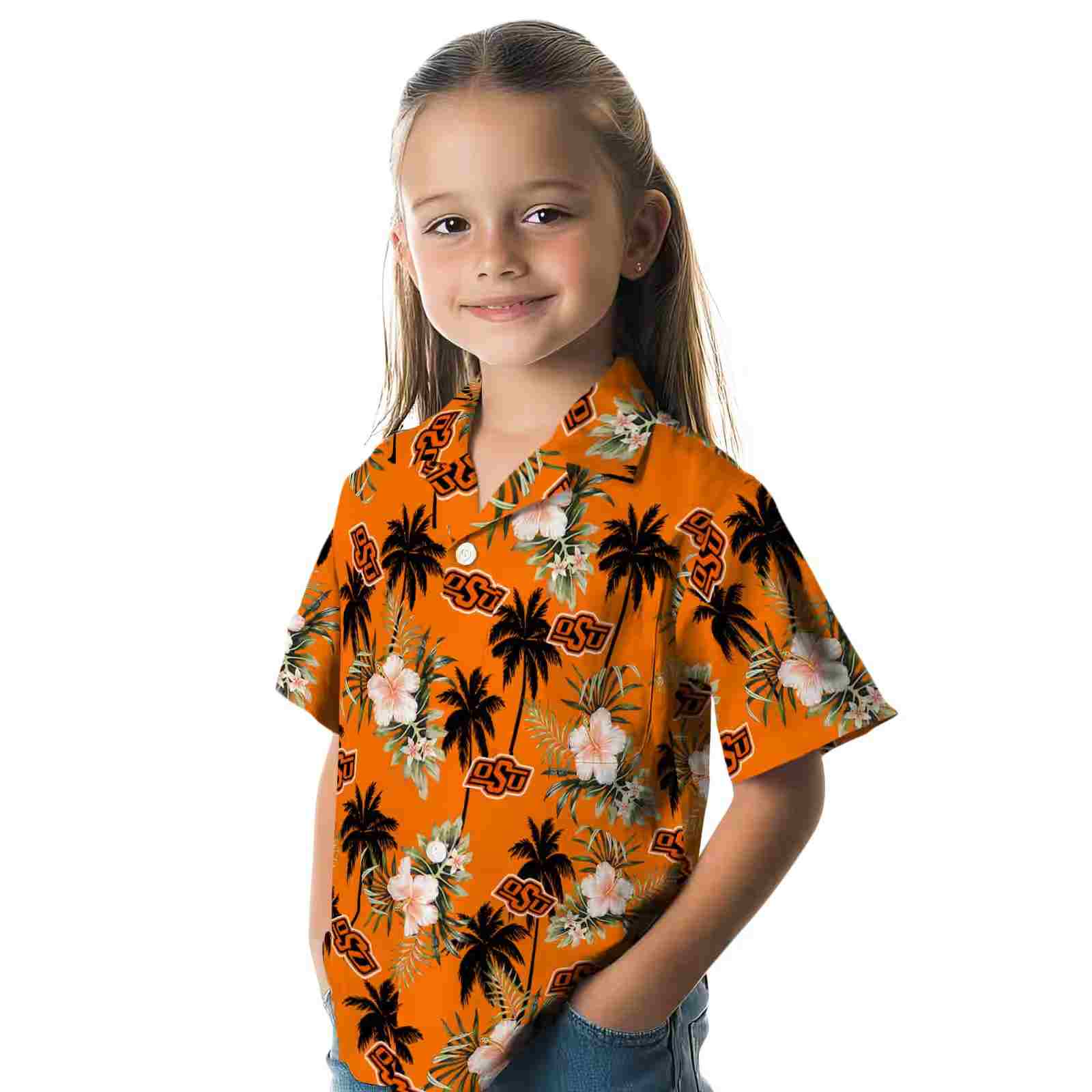 oklahoma state cowboys palm tree flower orange hawaiian shirt premium grade