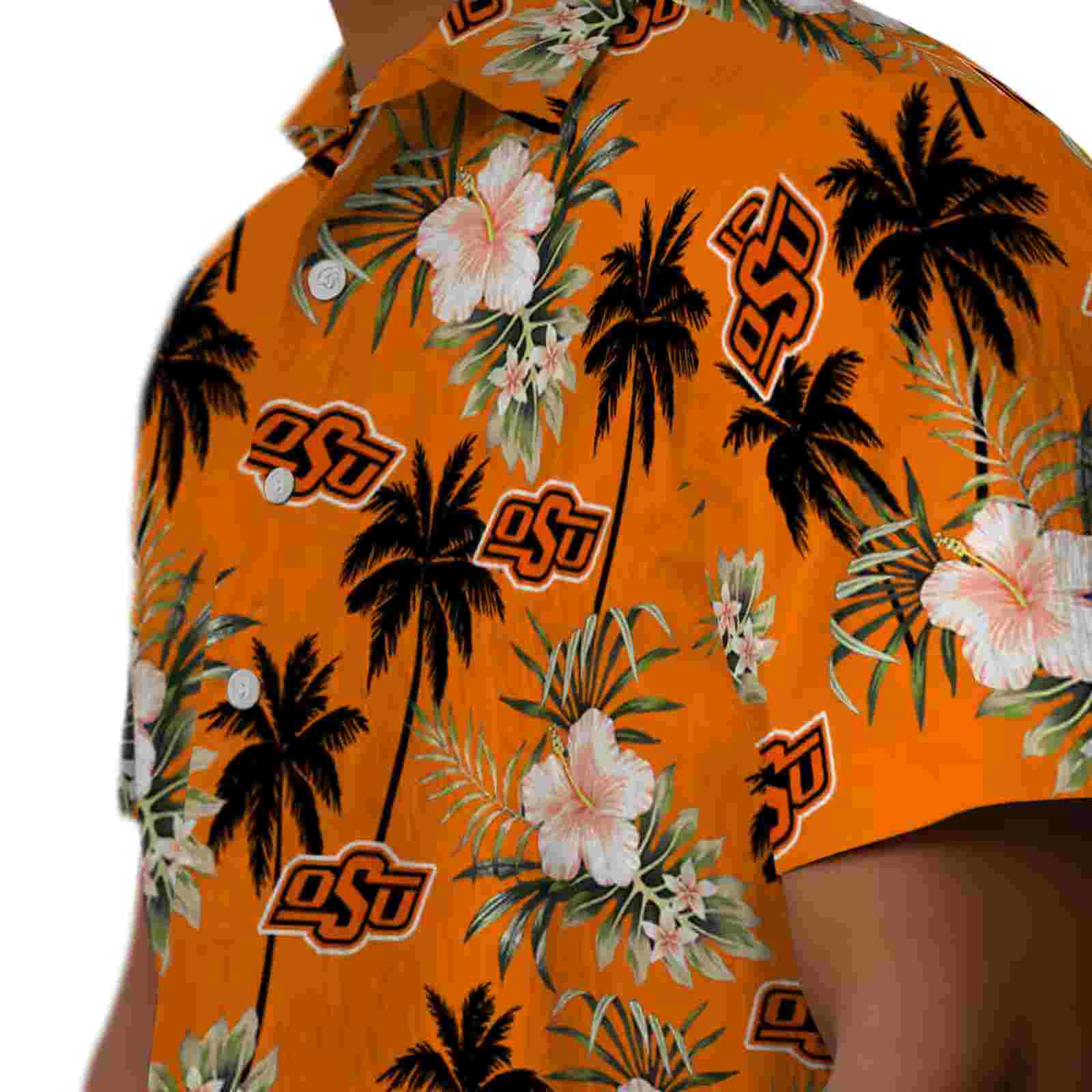 oklahoma state cowboys palm tree flower orange hawaiian shirt trendy