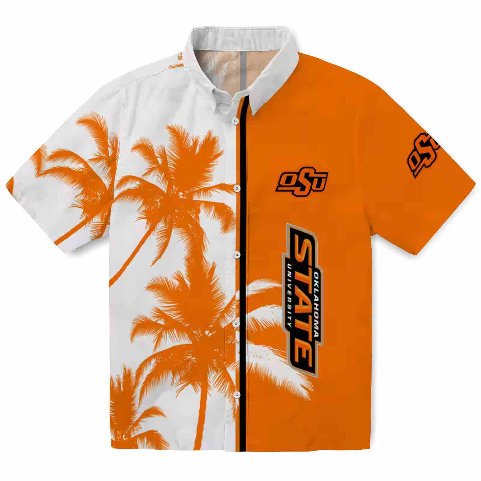 Oklahoma State Cowboys Palm Trees Orange White Hawaiian Shirt