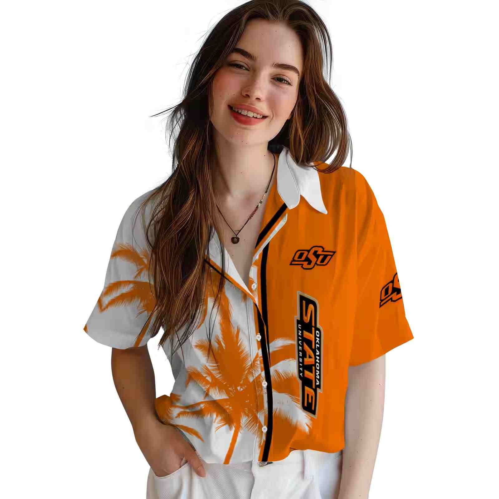 oklahoma state cowboys palm trees orange white hawaiian shirt latest model