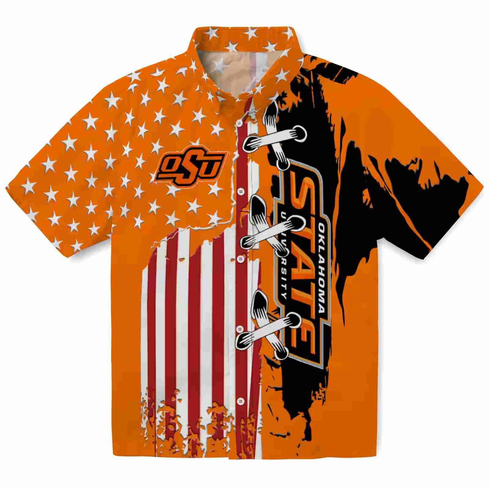 Oklahoma State Cowboys Stitched Flag Orange Hawaiian Shirt