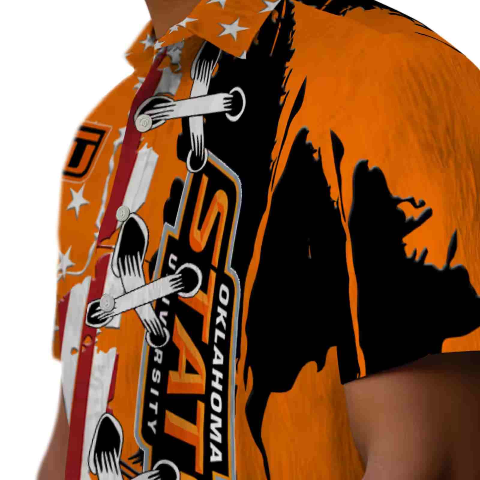 oklahoma state cowboys stitched flag orange hawaiian shirt trendy