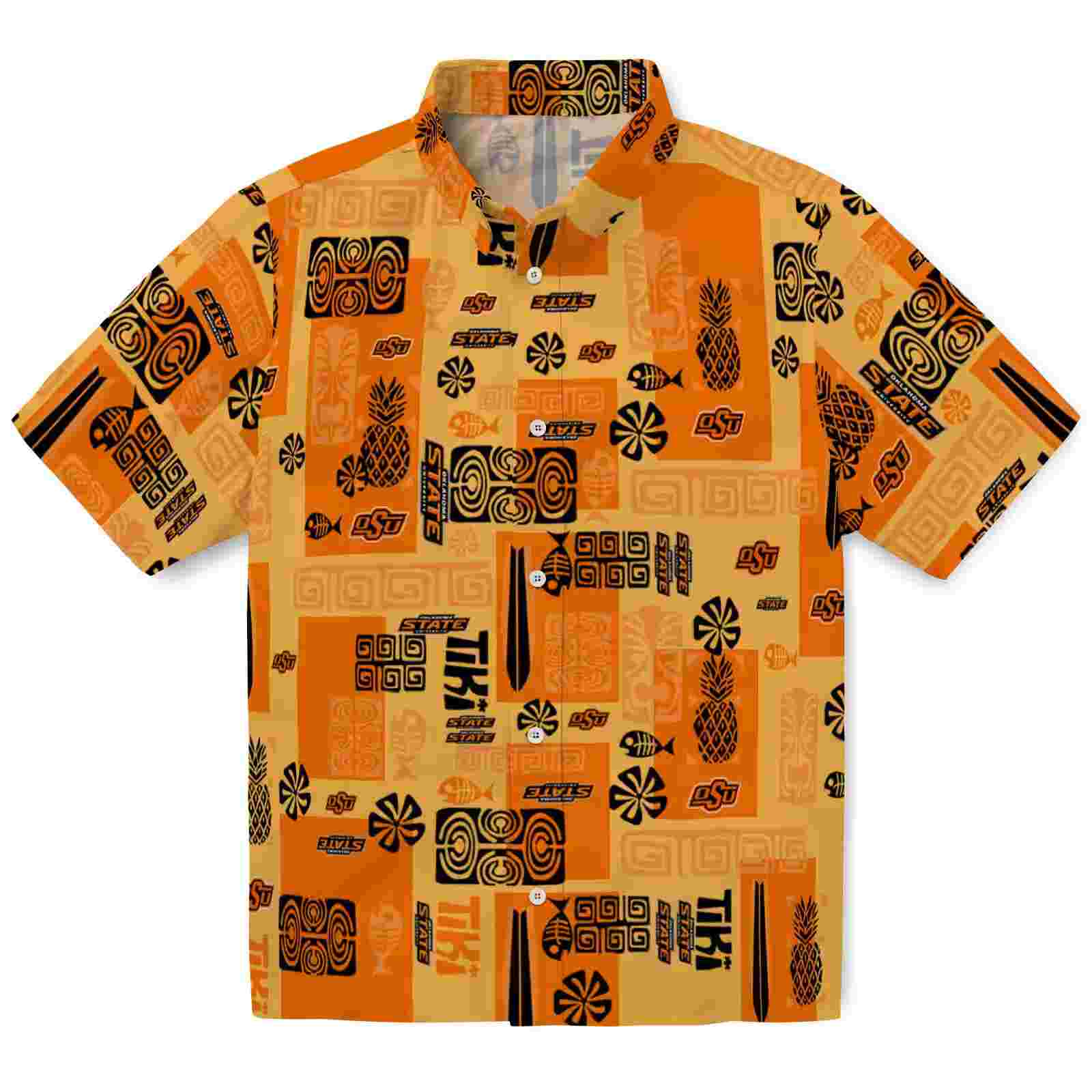 Oklahoma State Cowboys Tribal Symbols Orange Hawaiian Shirt