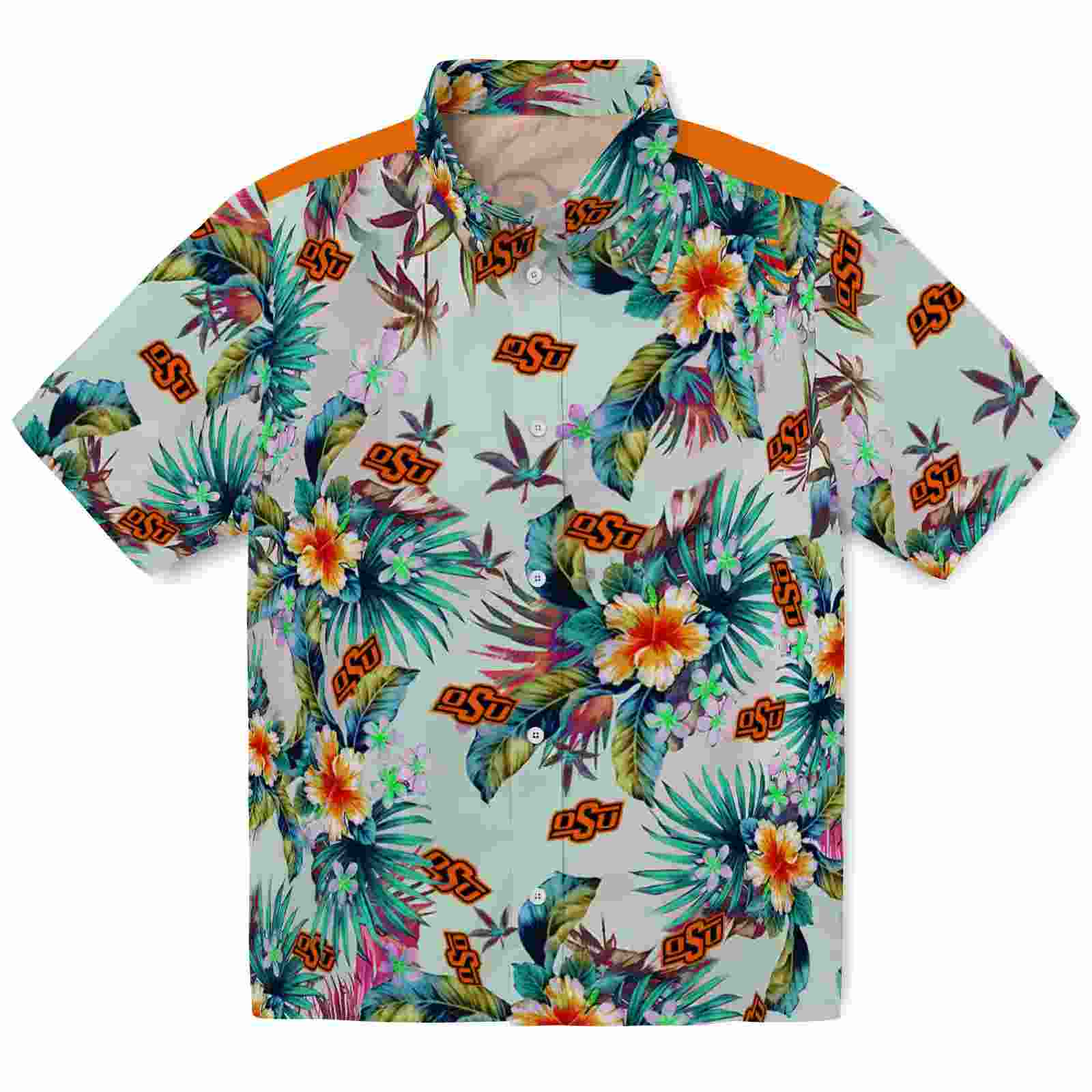 Oklahoma State Cowboys Tropical Foliage Green Hawaiian Shirt