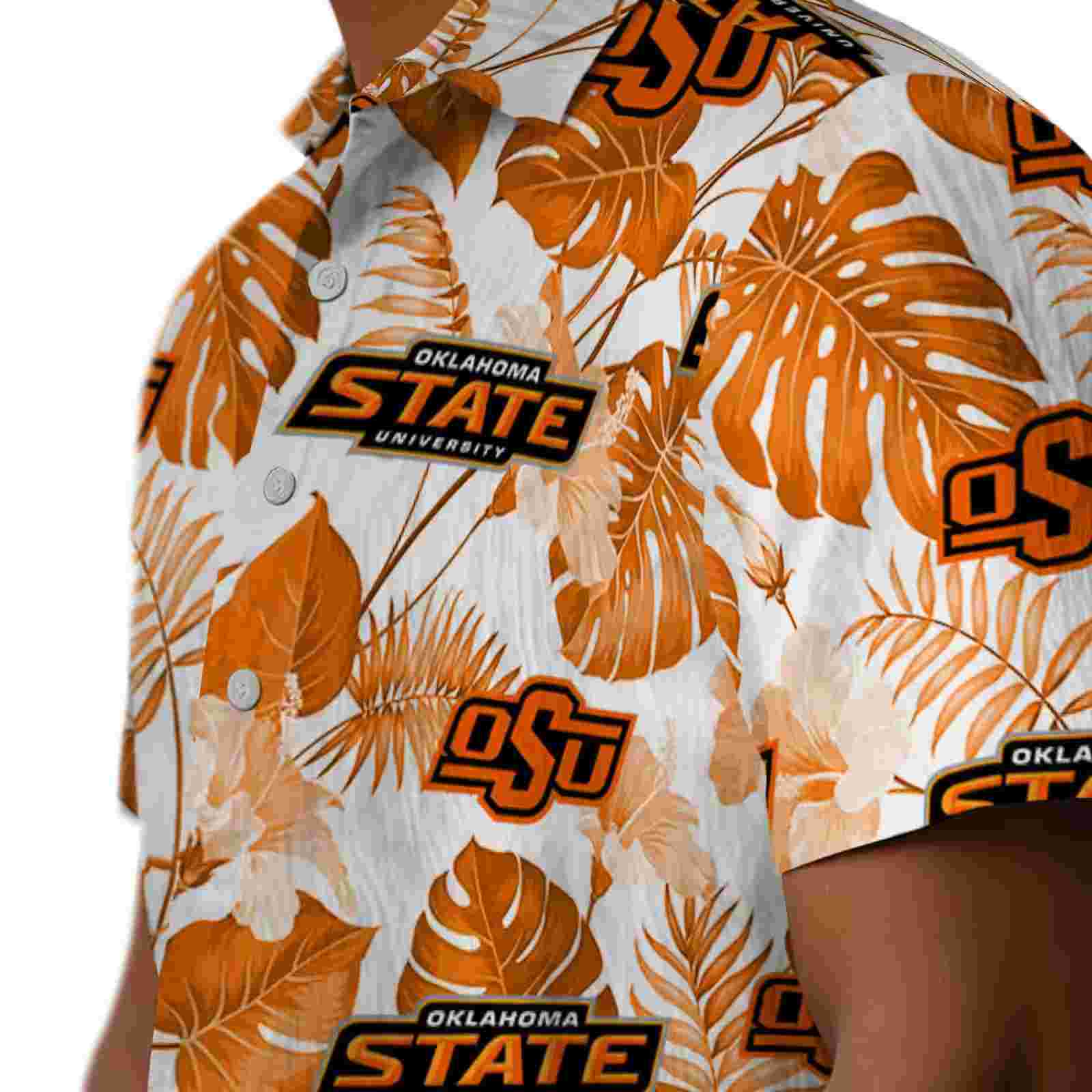 oklahoma state cowboys tropical plants orange white hawaiian shirt trendy